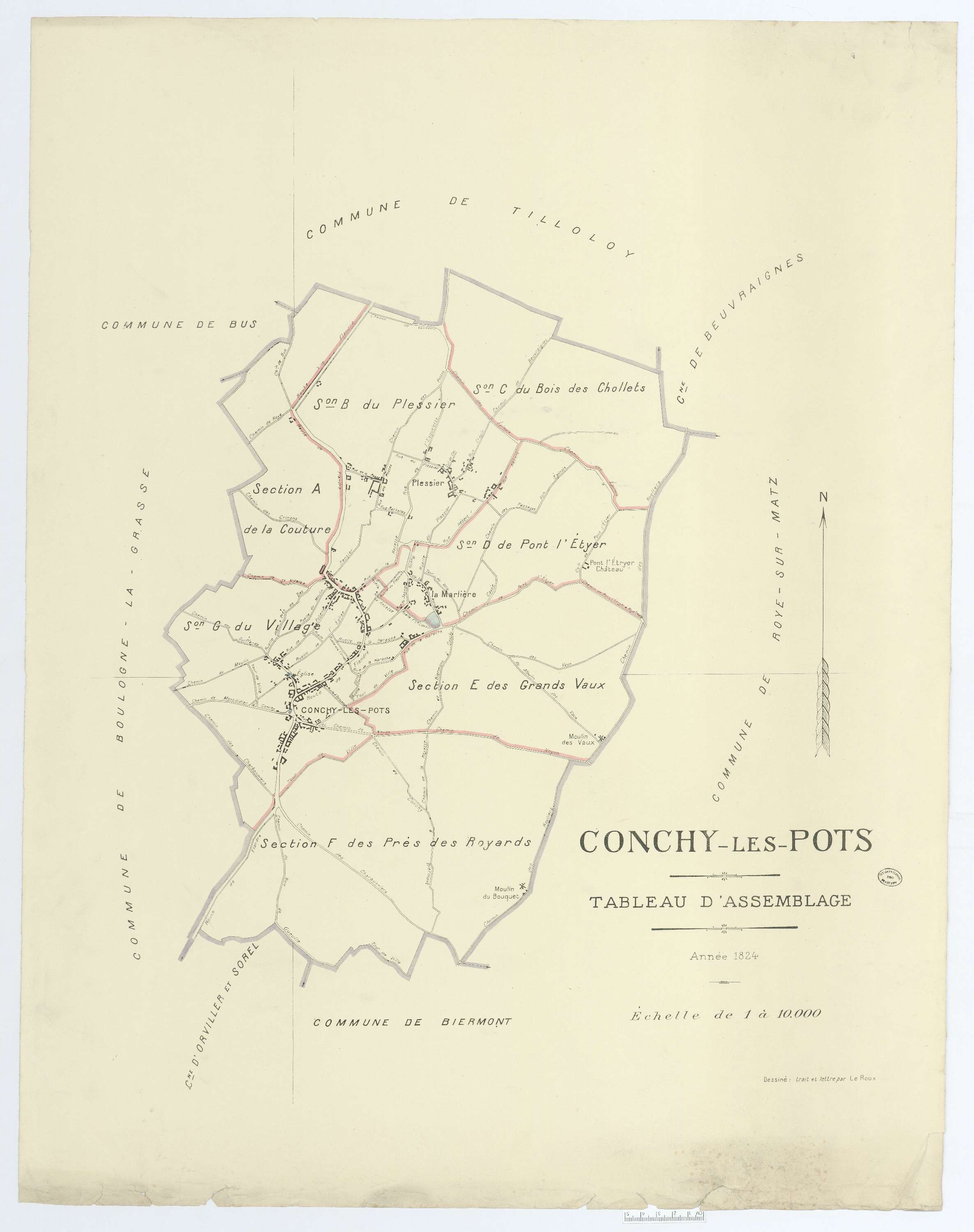 Conchy-les-Pots - Cadastre napoléonien (copie), tableau d'assemblage, feuille unique