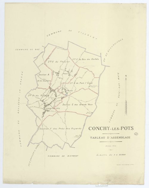 Conchy-les-Pots - Cadastre napoléonien (copie), tableau d'assemblage, feuille unique
