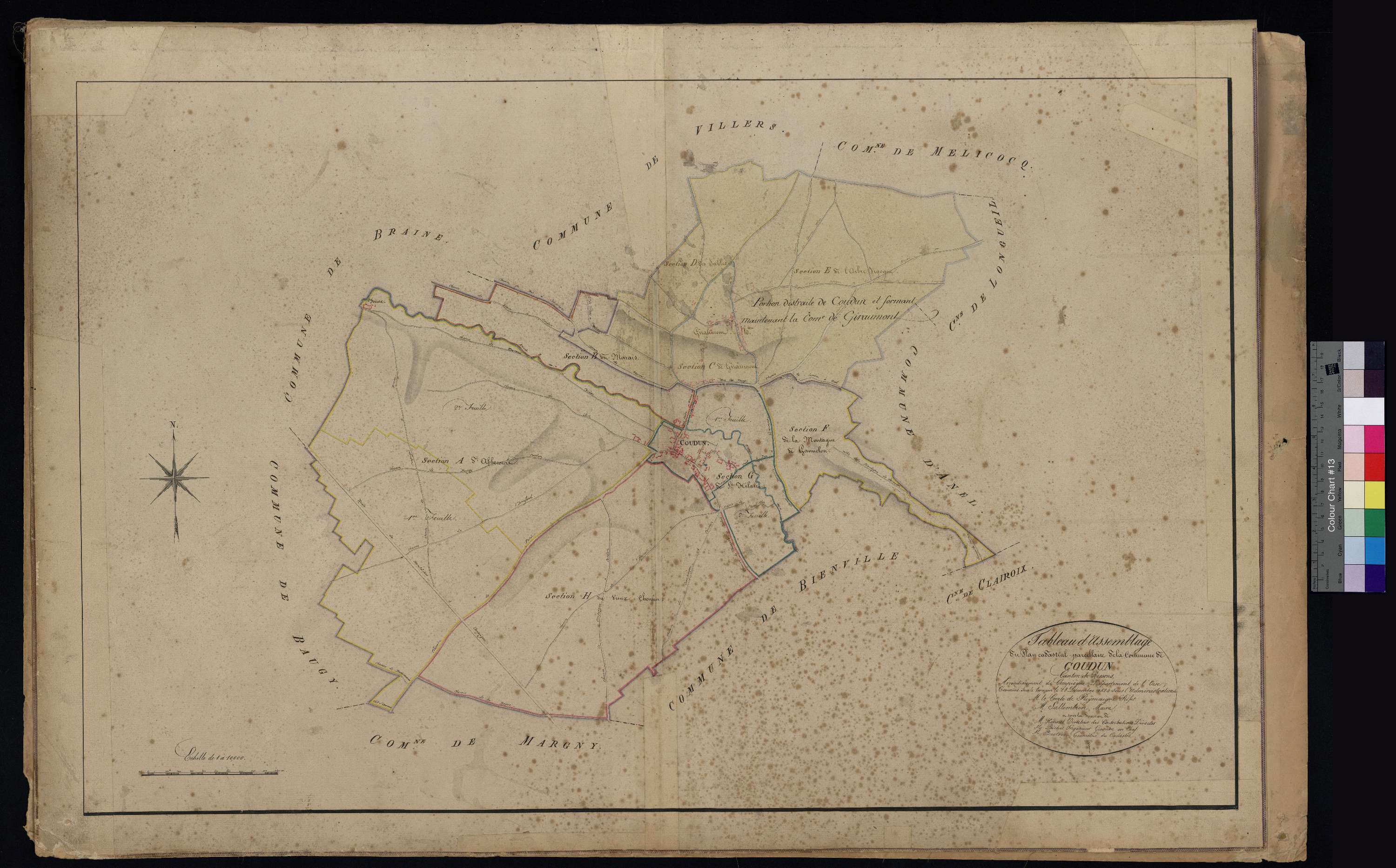 Coudun - Cadastre napoléonien, tableau d'assemblage