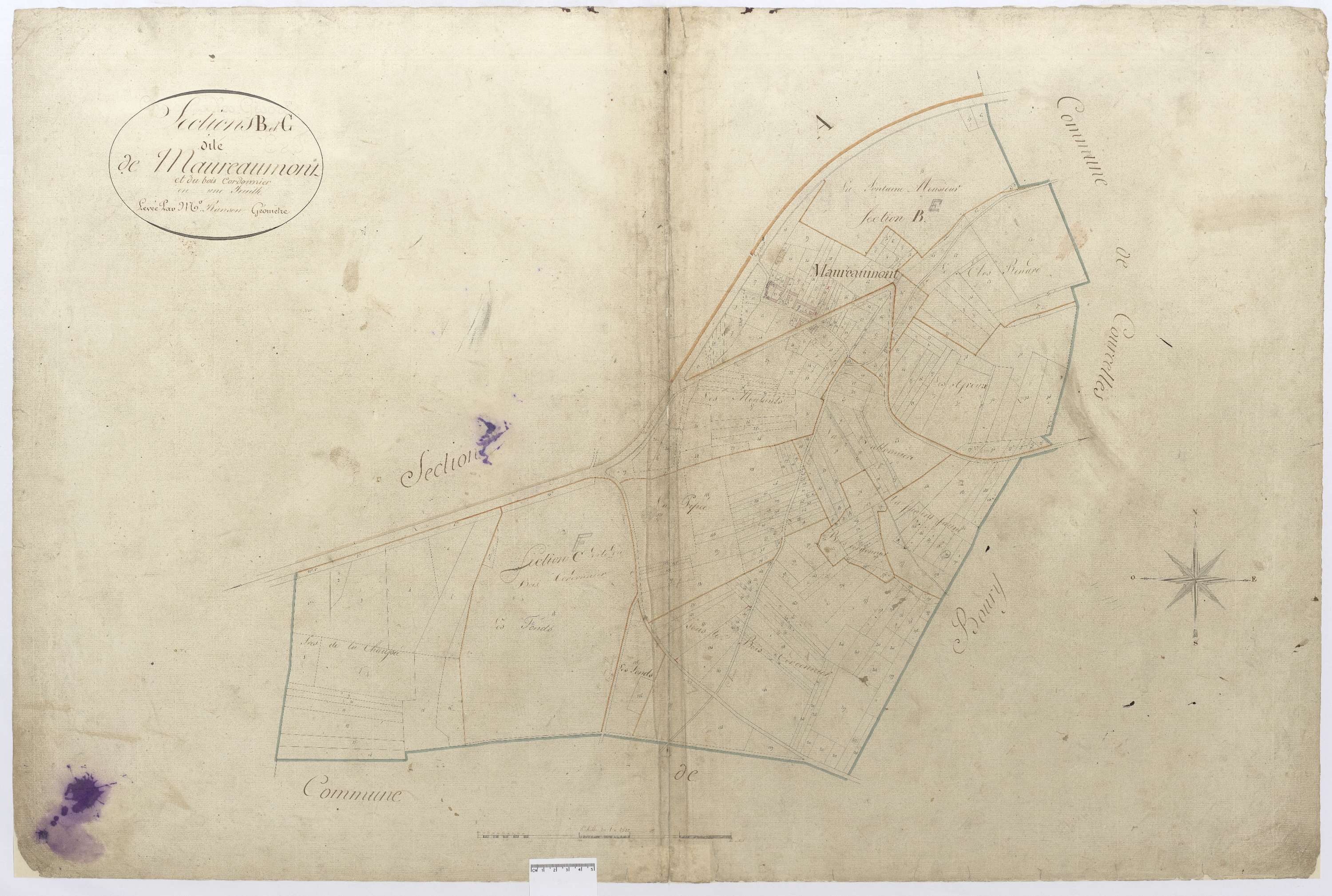 Courcelles-lès-Gisors - Cadastre napoléonien, sections B et C de Beausséré