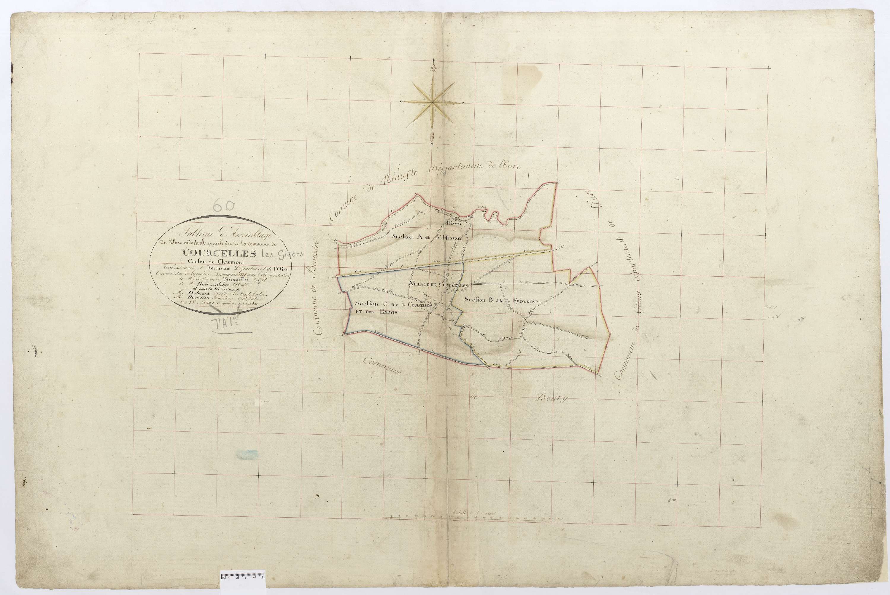 Courcelles-lès-Gisors - Cadastre napoléonien, tableau d'assemblage