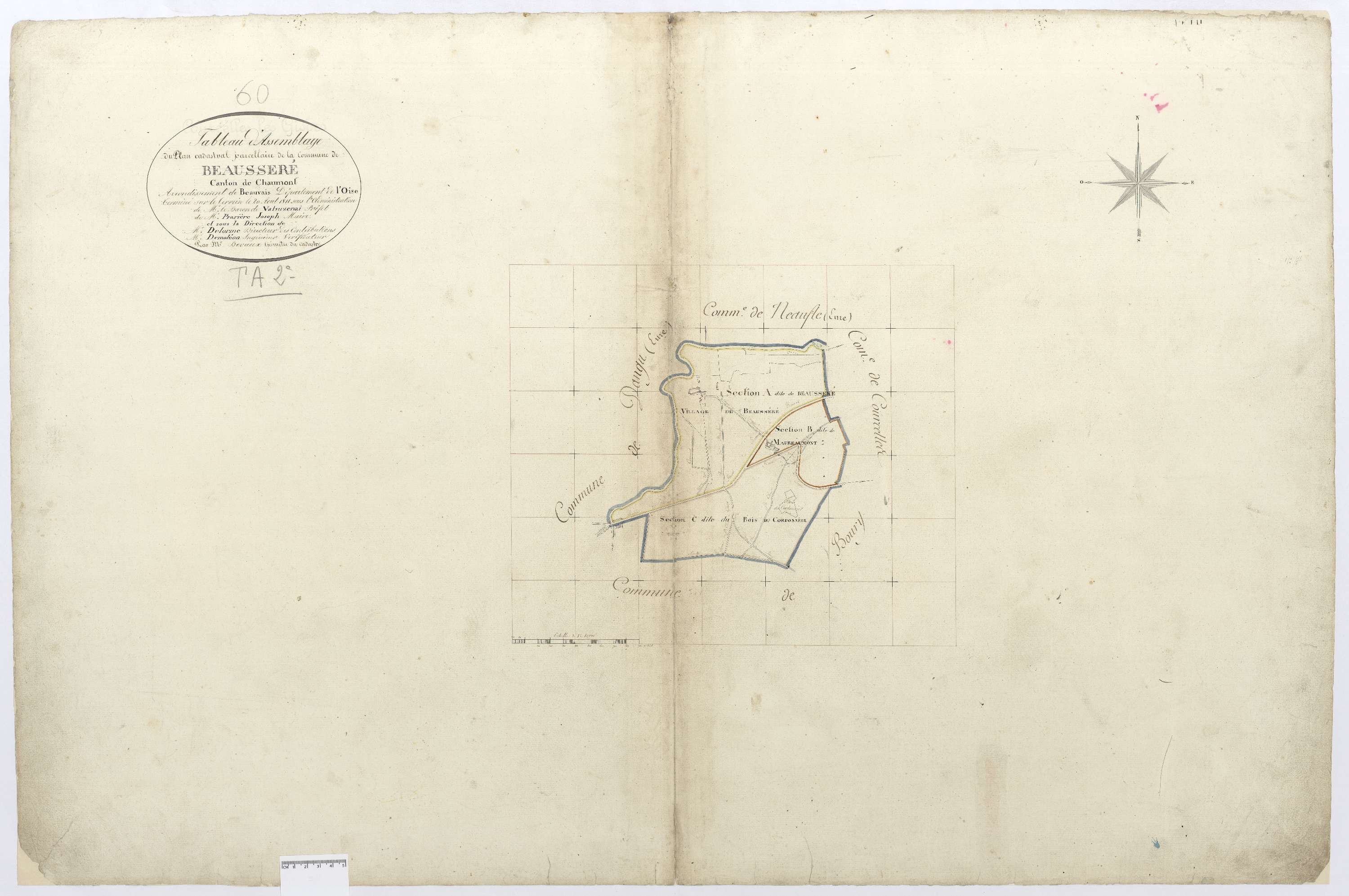 Courcelles-lès-Gisors - Cadastre napoléonien, tableau d'assemblage de Beausséré