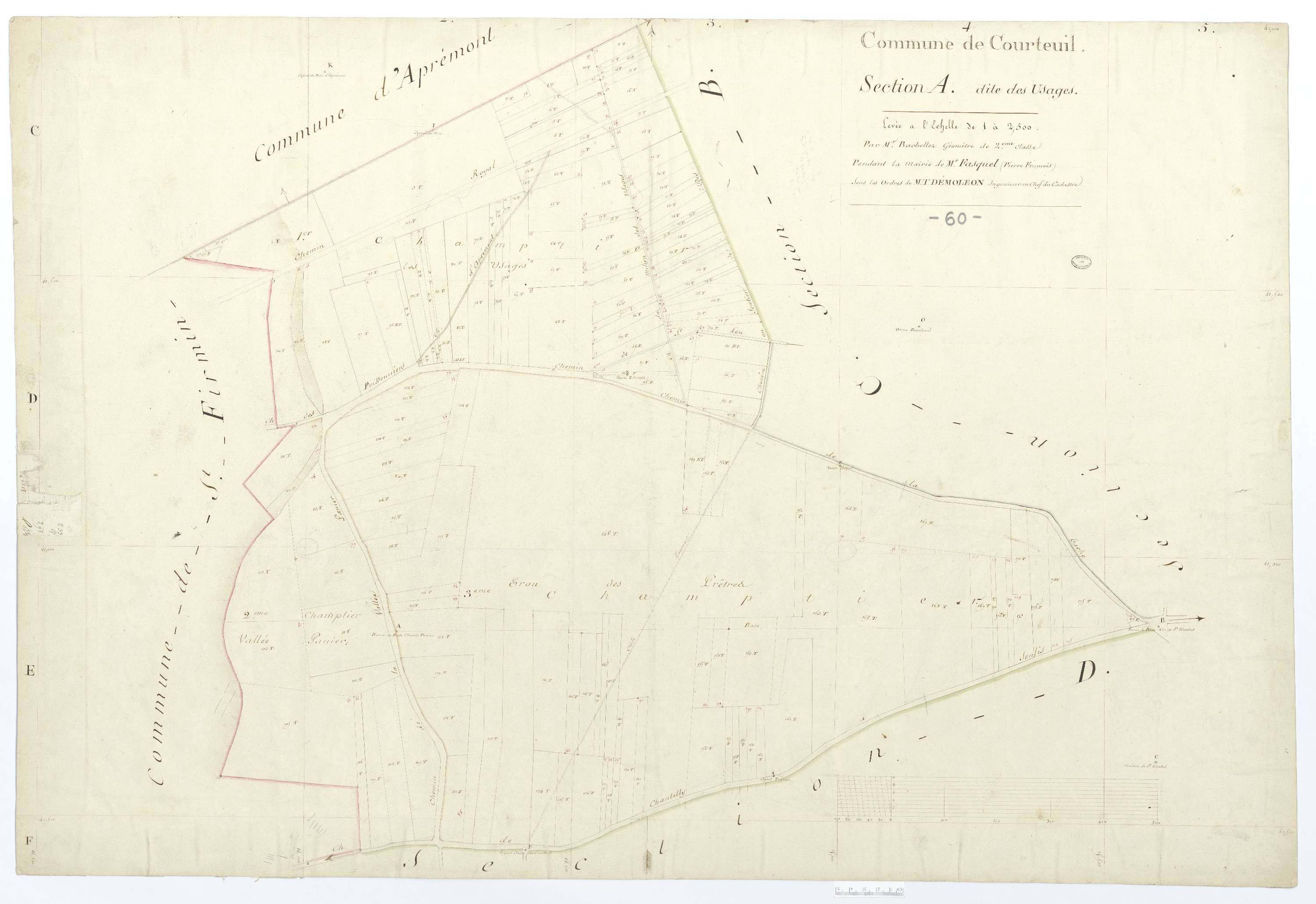 Courteuil - Cadastre napoléonien, section A, feuille unique