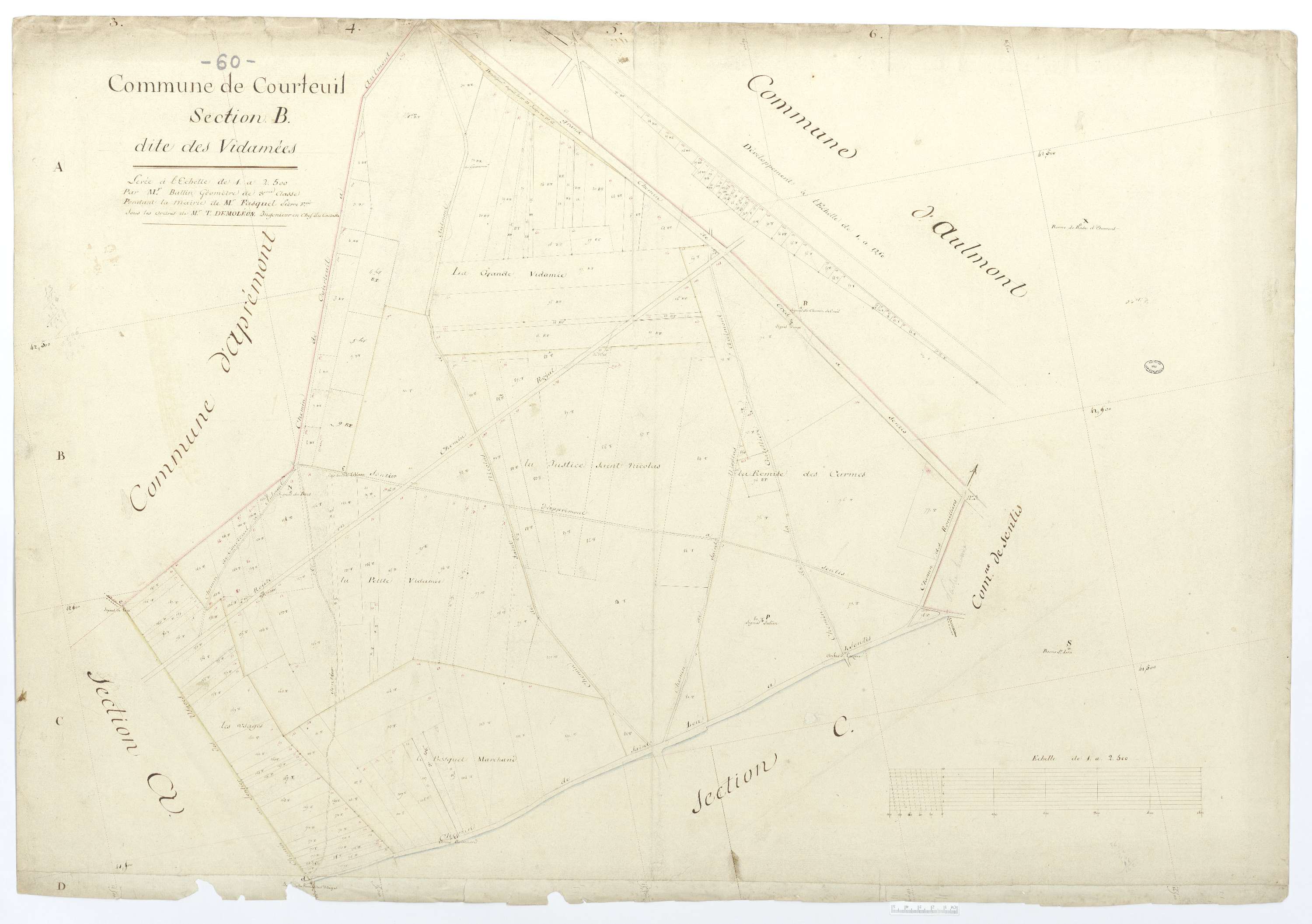 Courteuil - Cadastre napoléonien, section B, feuille unique