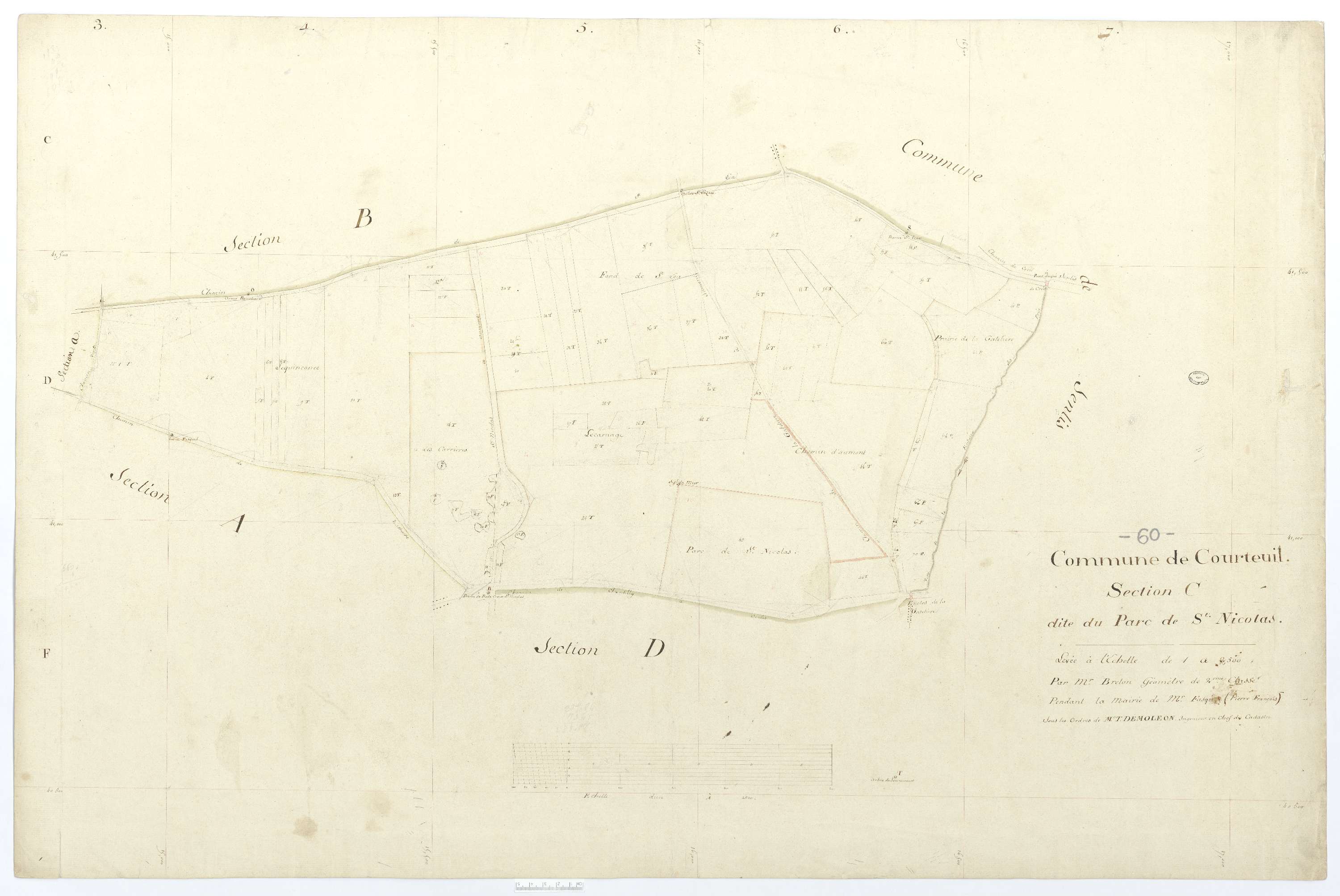 Courteuil - Cadastre napoléonien, section C, feuille unique