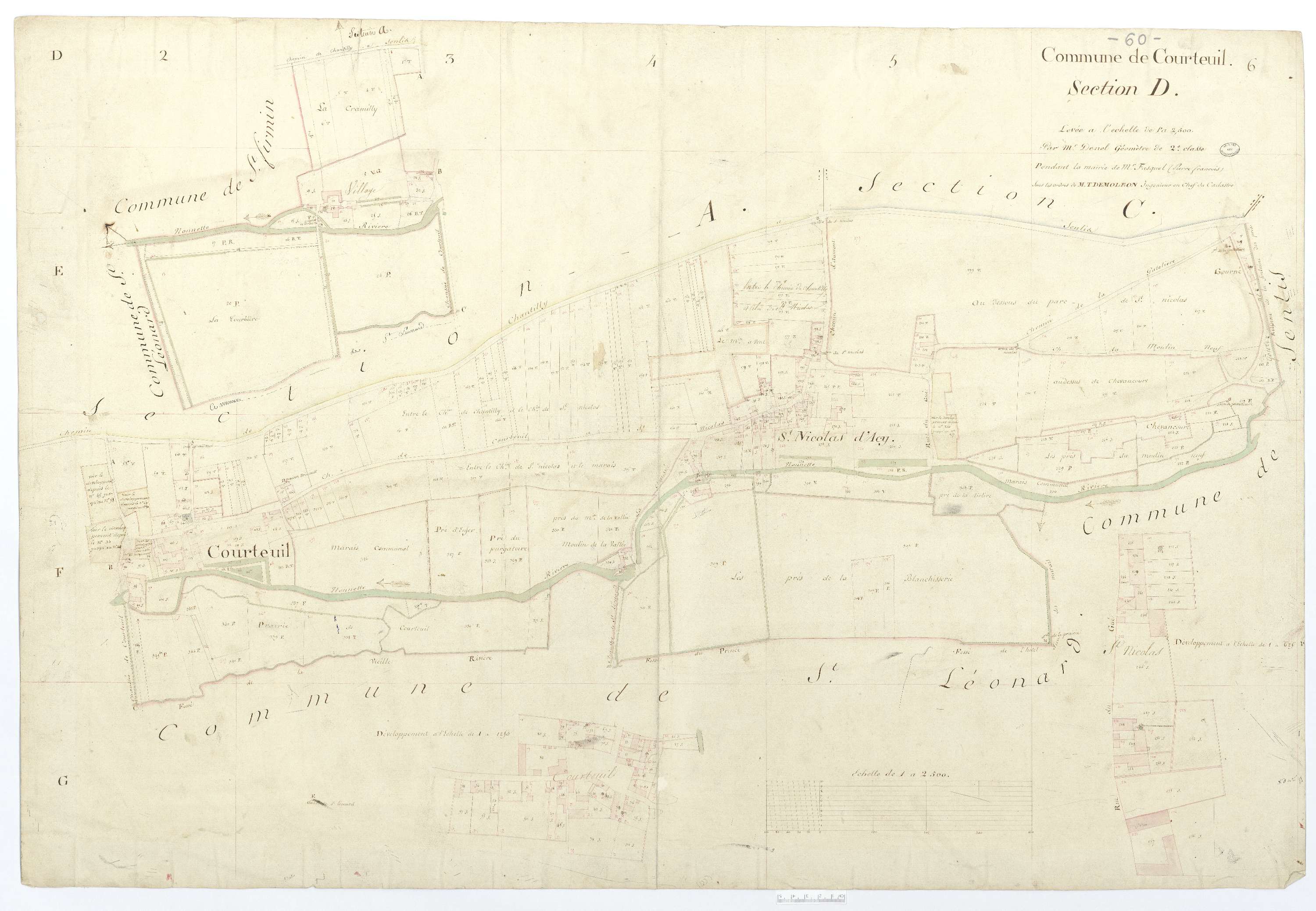 Courteuil - Cadastre napoléonien, section D, feuille unique