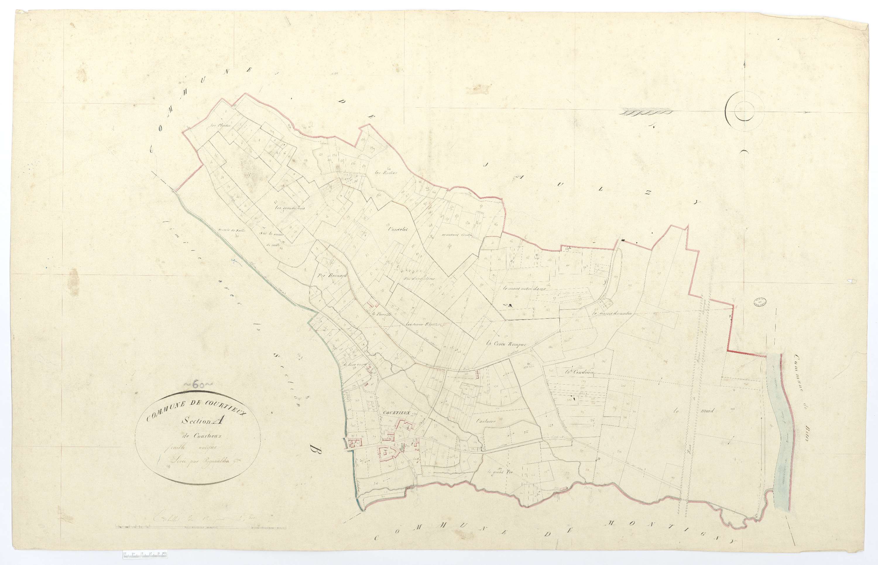 Courtieux - Cadastre napoléonien, section A, feuille unique