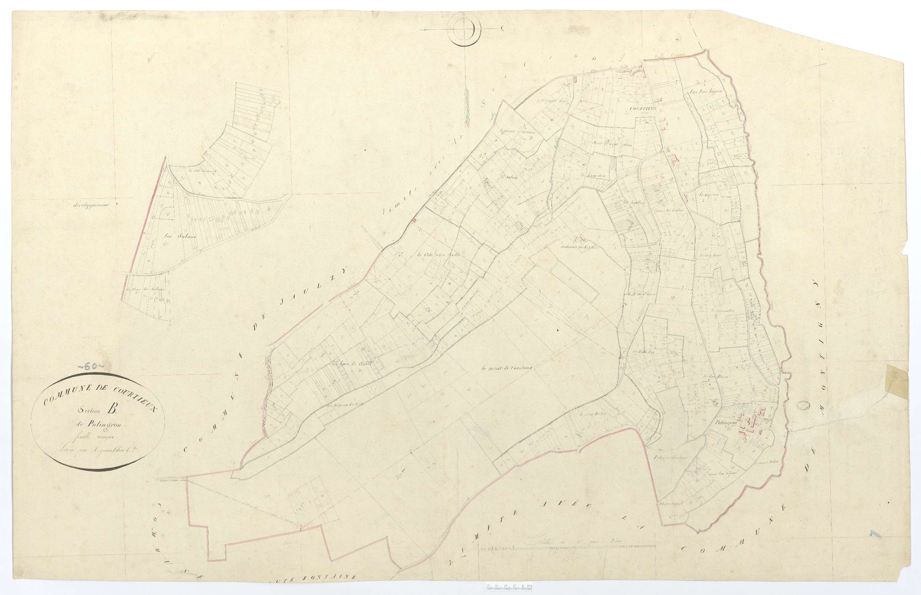 Courtieux - Cadastre napoléonien, section B, feuille unique