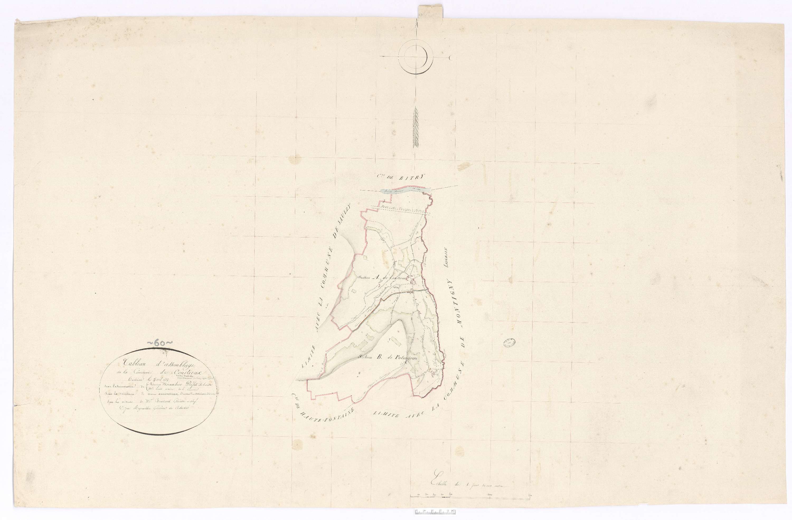 Courtieux - Cadastre napoléonien, tableau d'assemblage, feuille unique