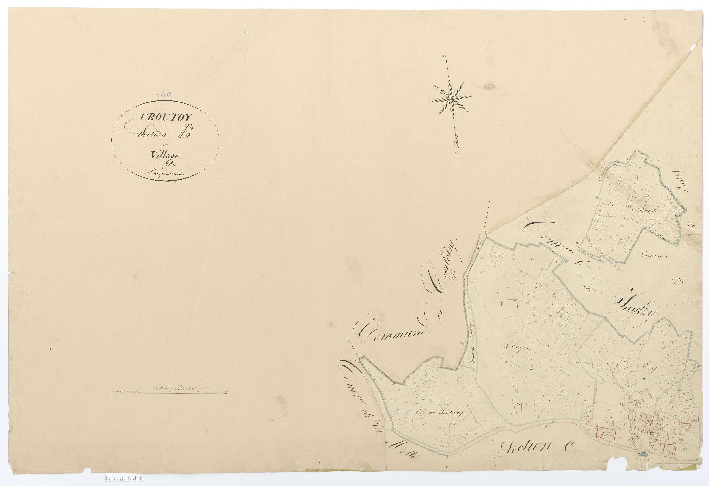 Croutoy - Cadastre napoléonien, section B, feuille unique