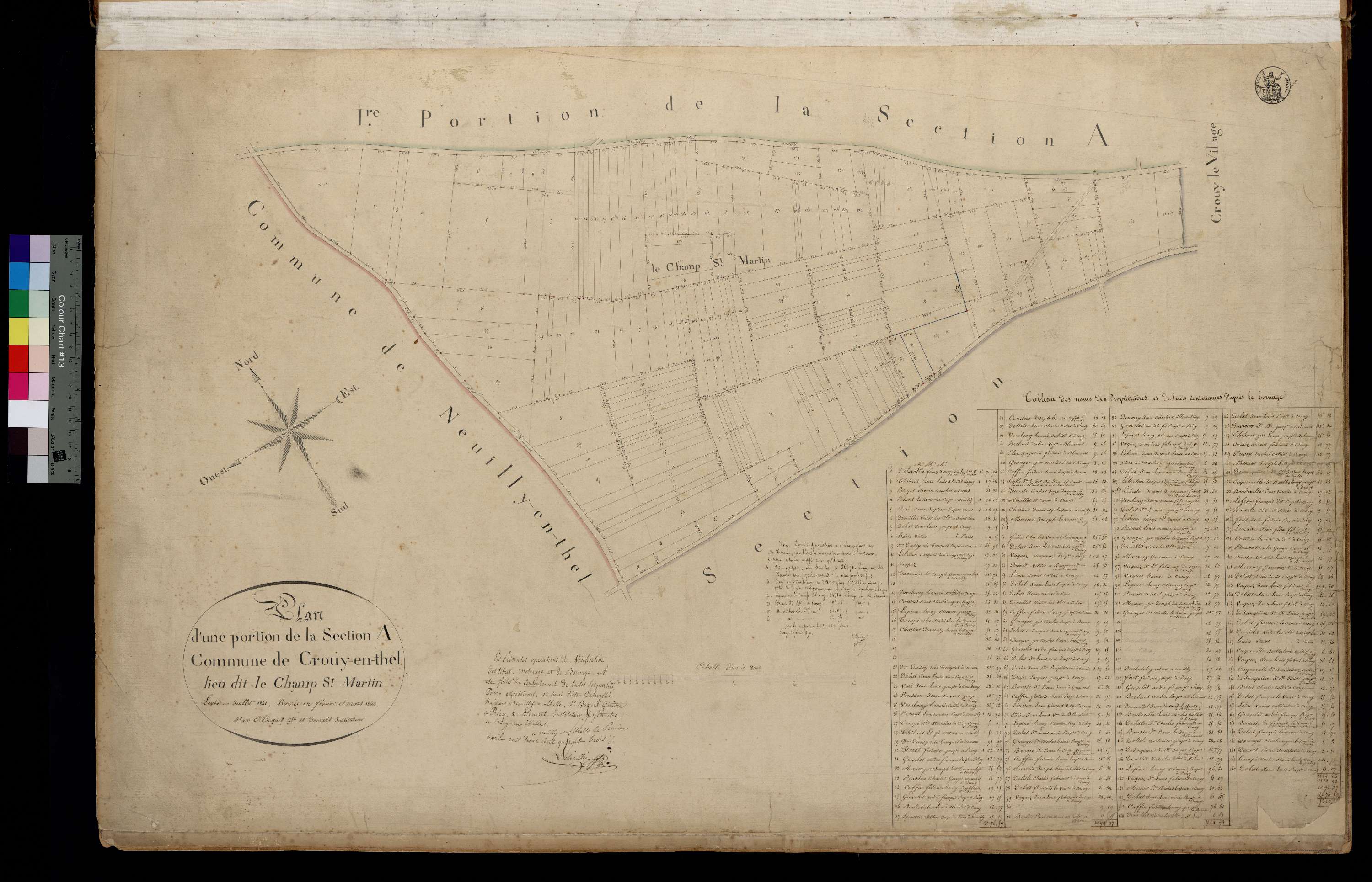Crouy-en-Thelle - Cadastre napoléonien, plan d'une portion de la section A lieu-dit Le Champ Saint-Martin