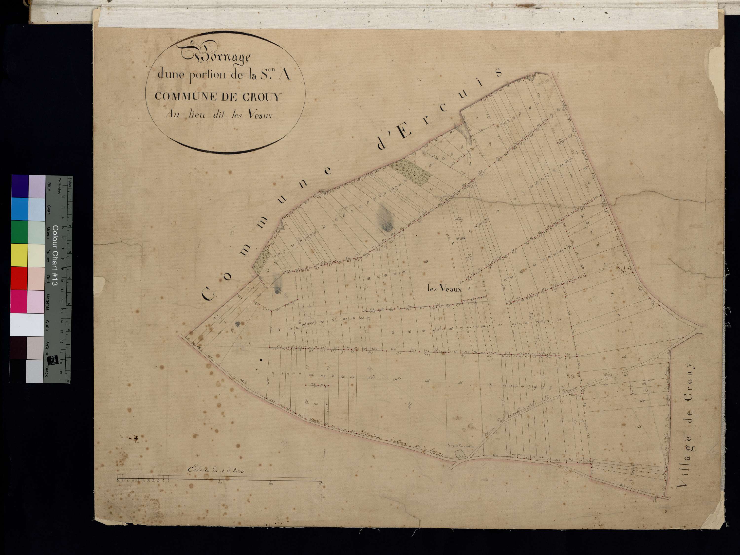 Crouy-en-Thelle - Cadastre napoléonien, bornage d'une portion de la section A lieu-dit Les Veaux