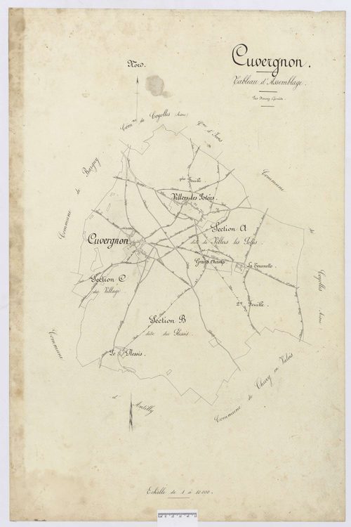 Cuvergnon - Cadastre napoléonien, tableau d'assemblage