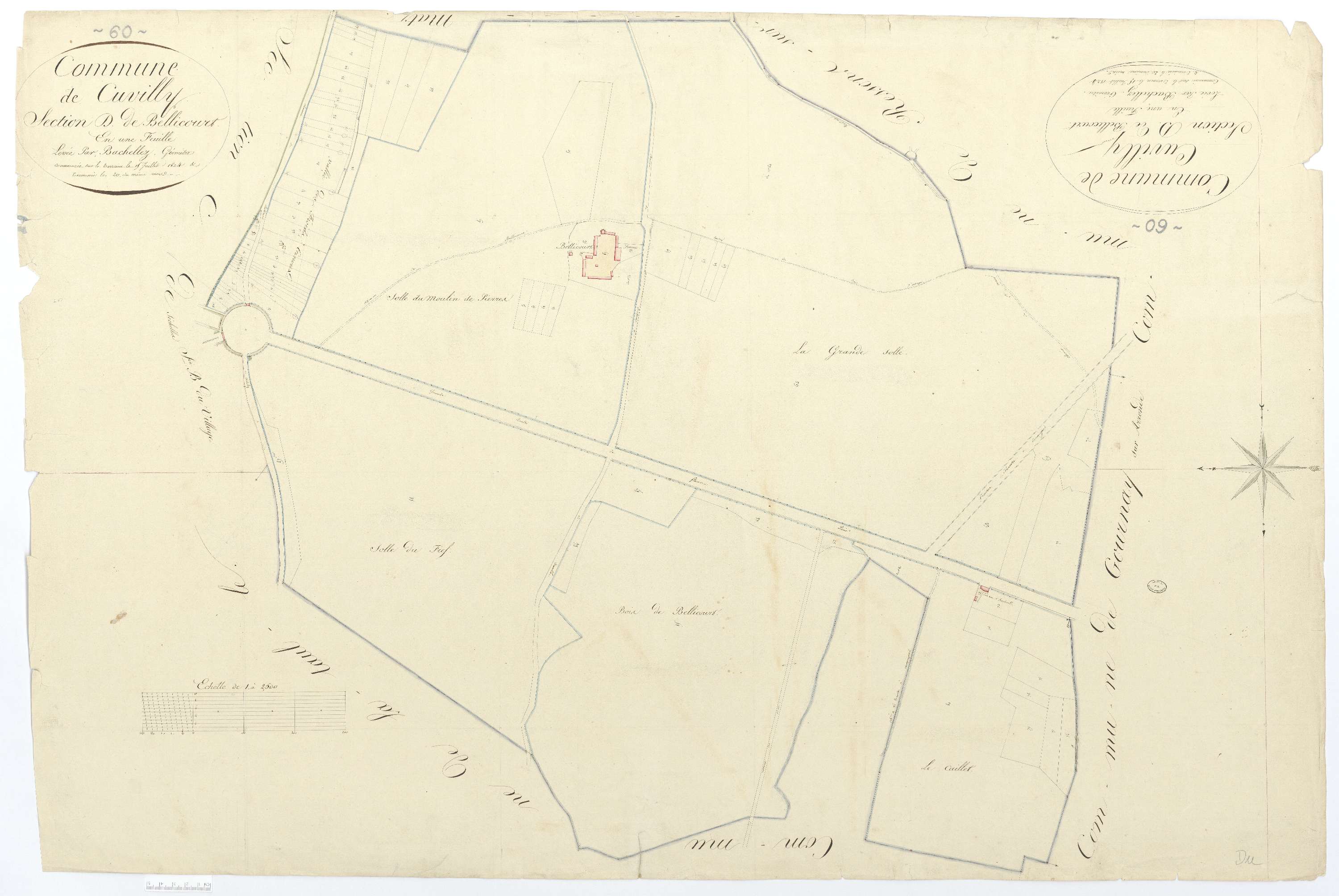 Cuvilly - Cadastre napoléonien, section D, feuille unique
