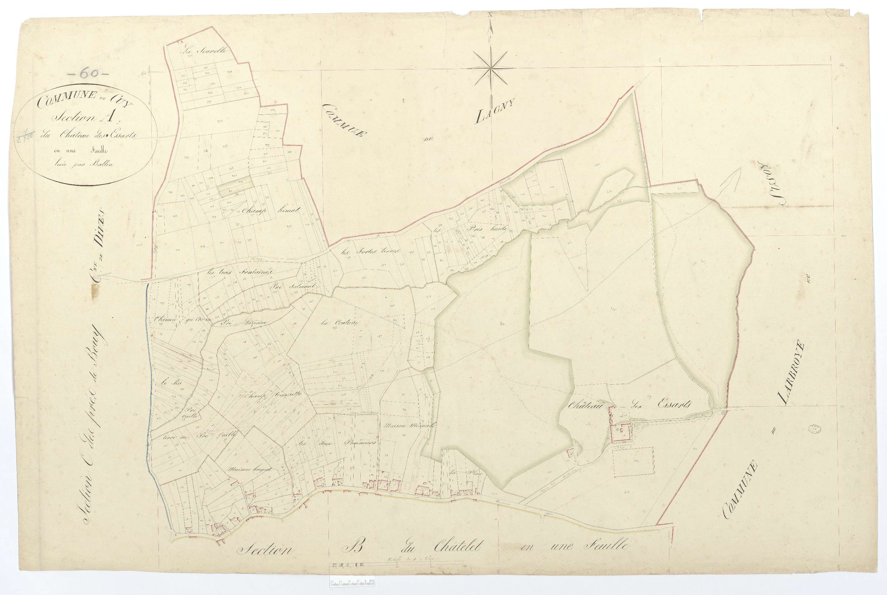 Cuy - Cadastre napoléonien, section A, feuille unique