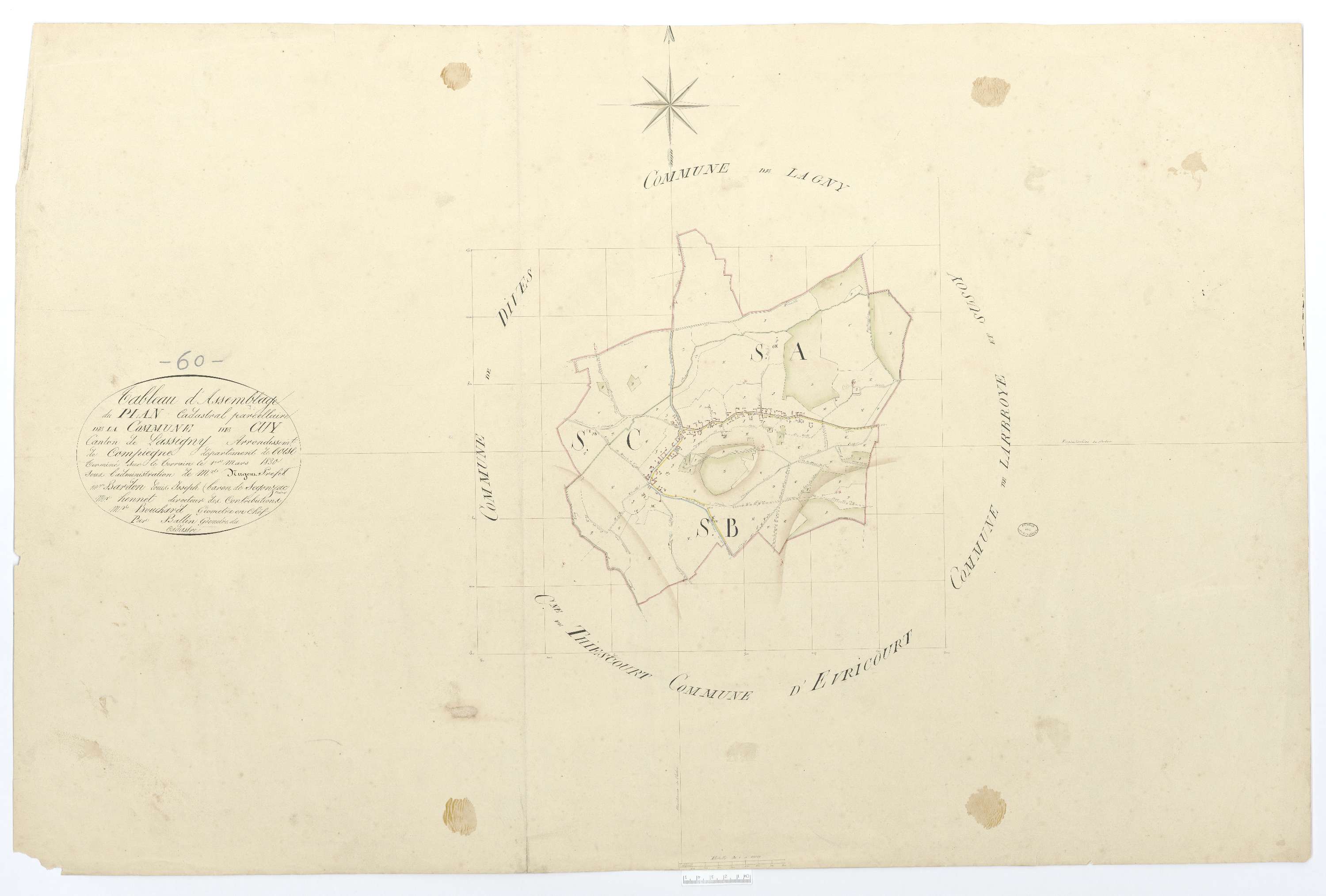 Cuy - Cadastre napoléonien, tableau d'assemblage