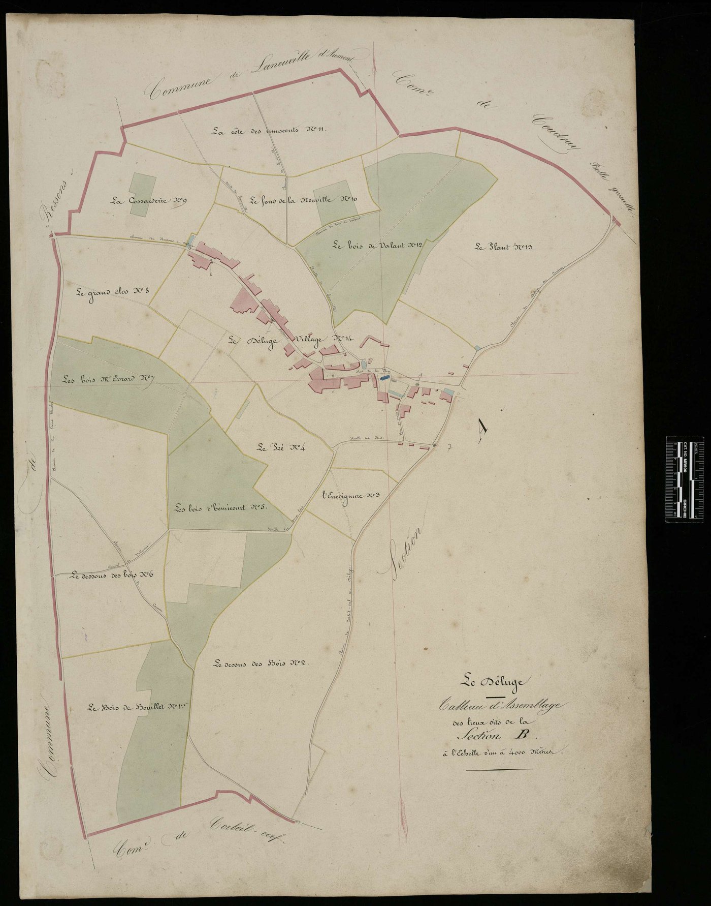 Le Déluge - Cadastre napoléonien, tableau d'assemblage, section B