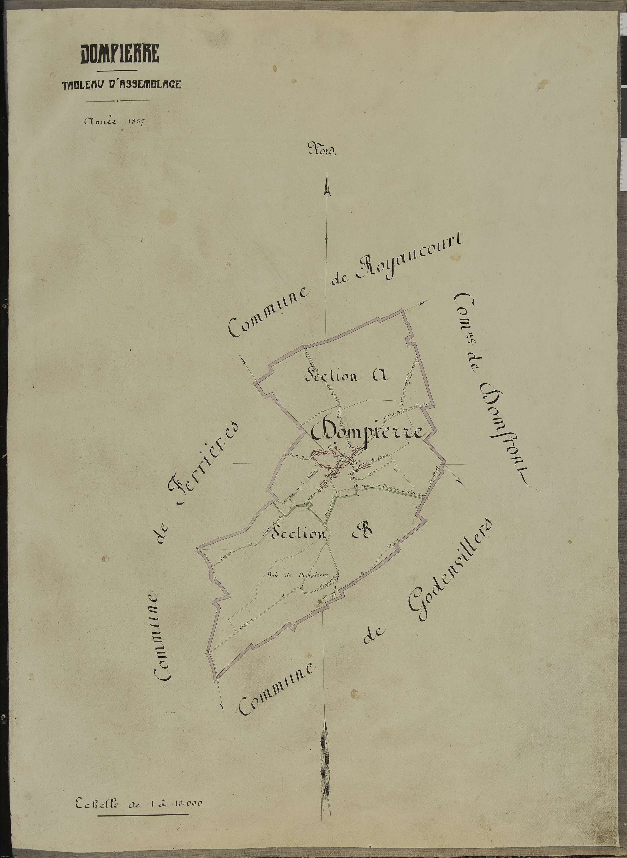 Dompierre - Cadastre napoléonien, tableau d'assemblage