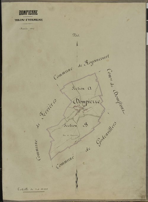 Dompierre - Cadastre napoléonien, tableau d'assemblage