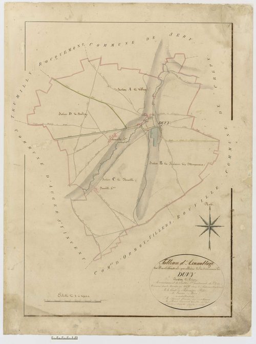 Duvy - Cadastre napoléonien, tableau d'assemblage