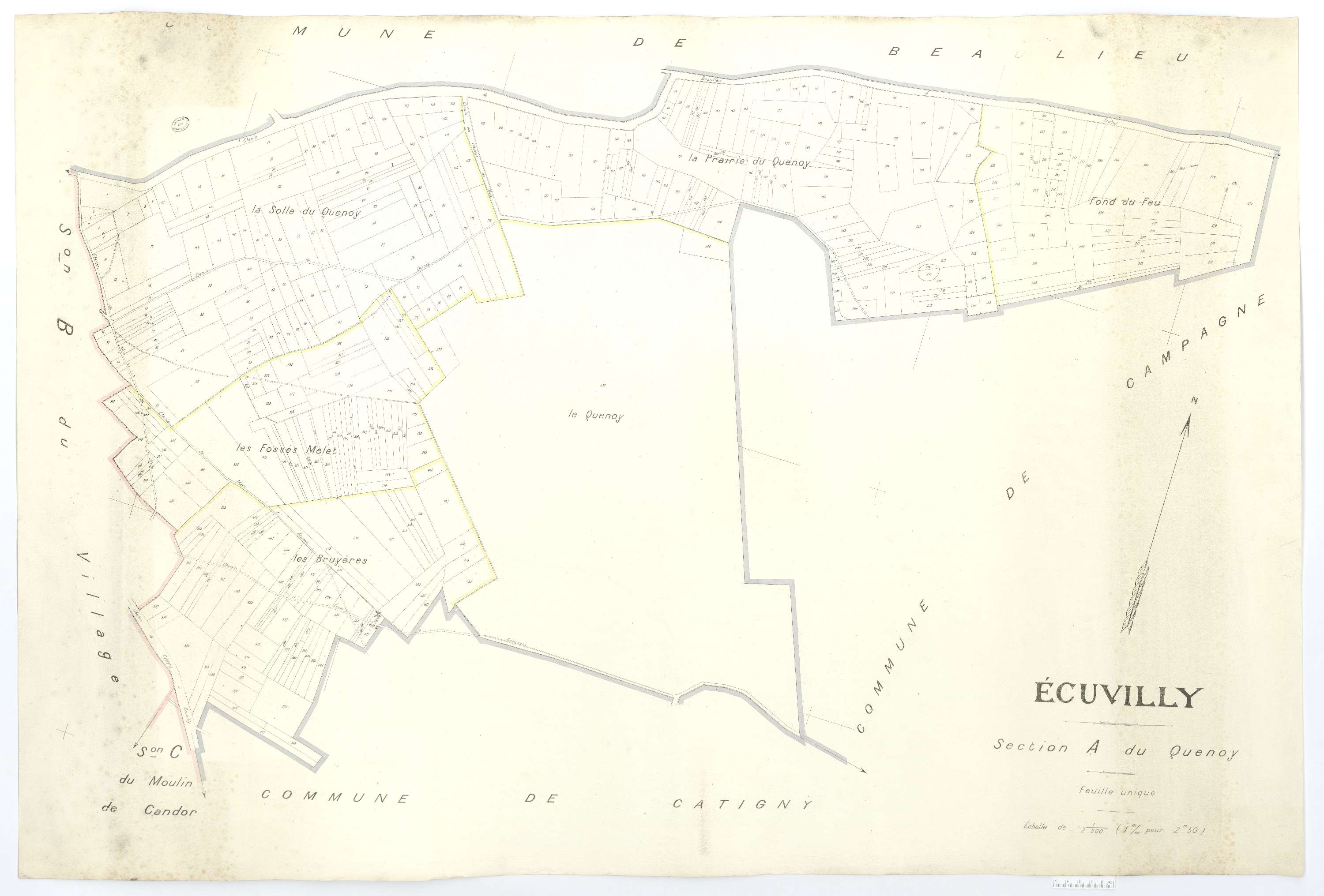 Écuvilly - Cadastre napoléonien (copie), section A, feuille unique