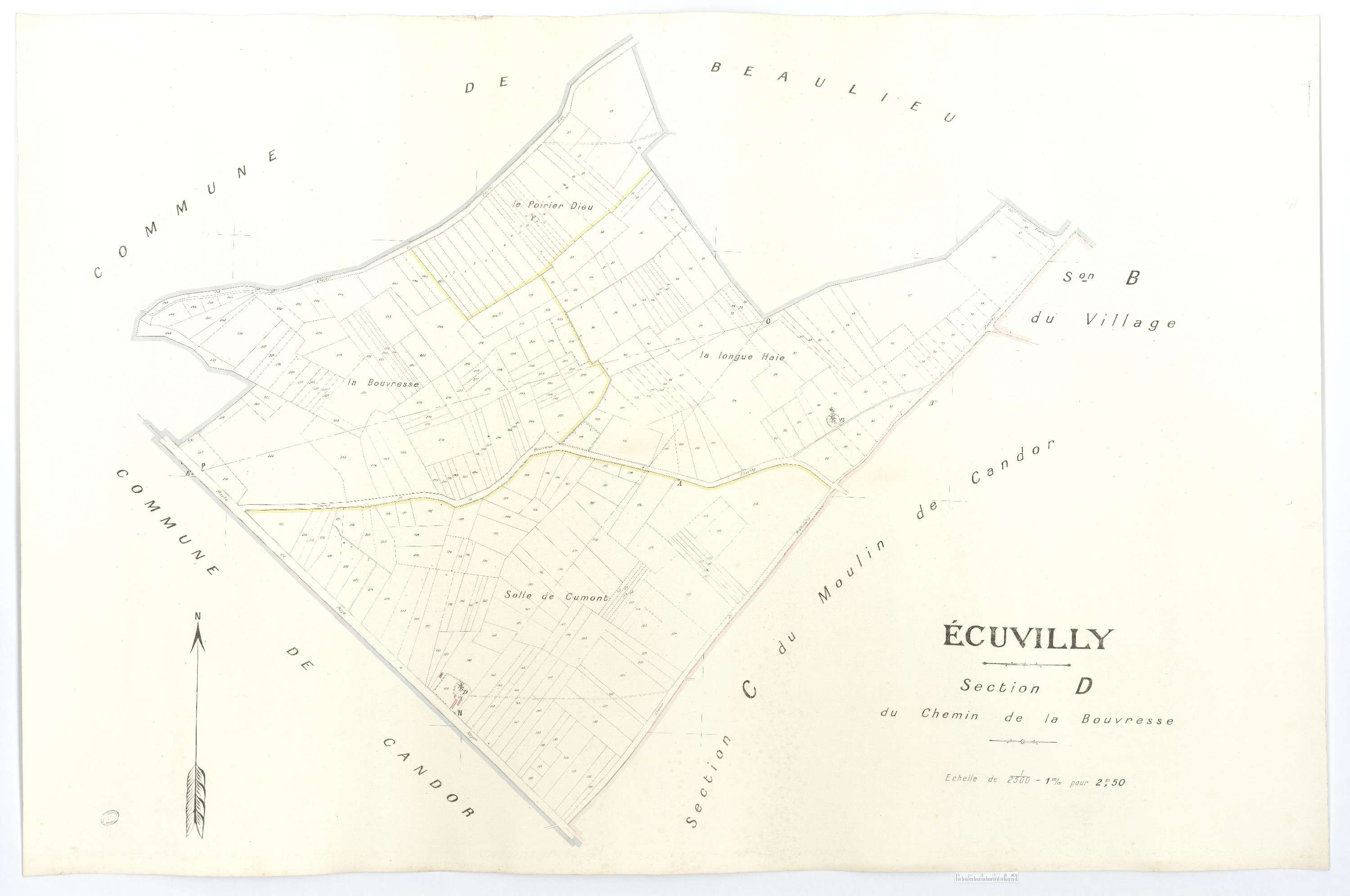 Écuvilly - Cadastre napoléonien (copie), section D, feuille unique