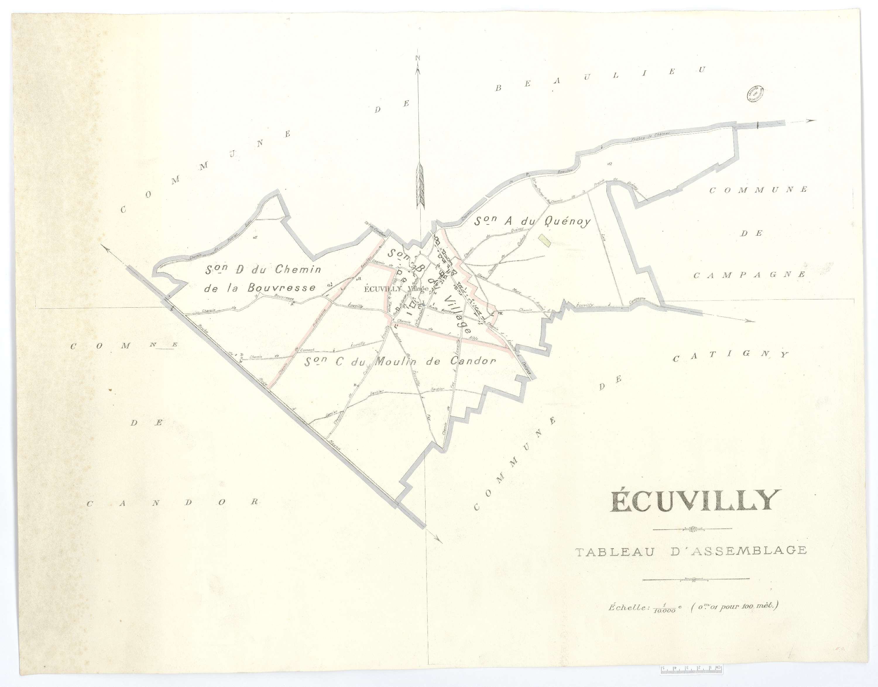 Écuvilly - Cadastre napoléonien (copie), tableau d'assemblage