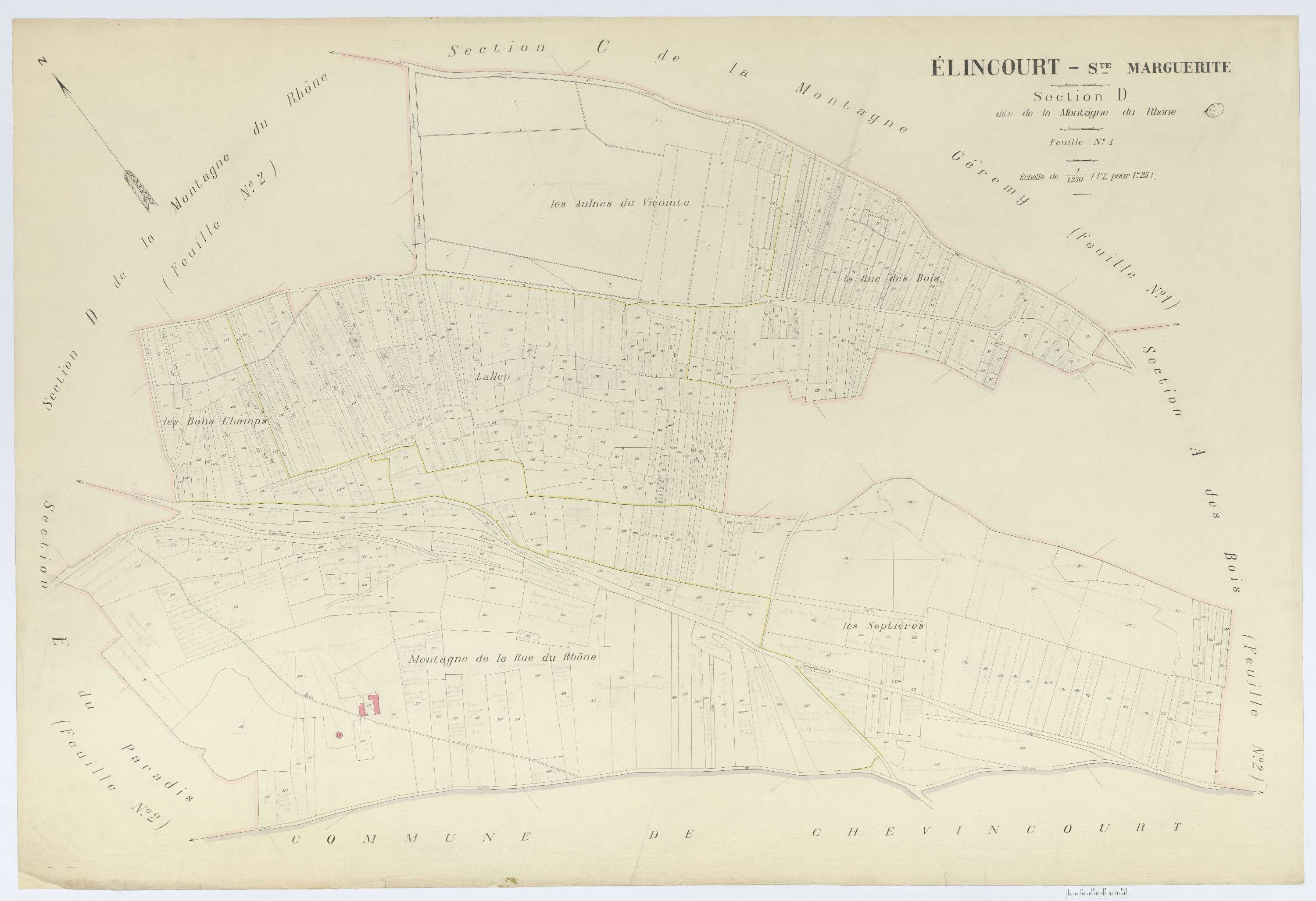Élincourt-Sainte-Marguerite - Cadastre napoléonien (copie), section D1