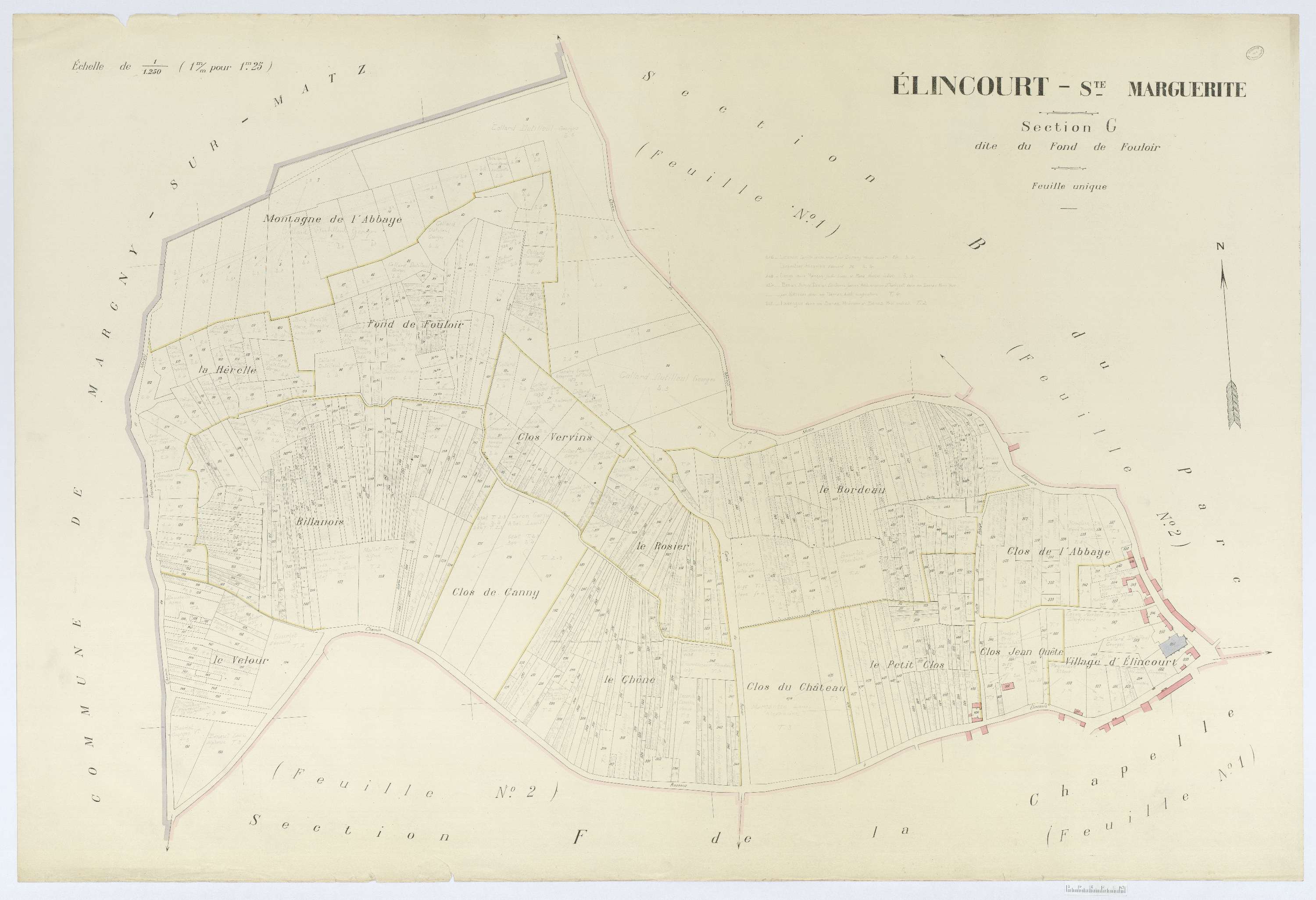 Élincourt-Sainte-Marguerite - Cadastre napoléonien (copie), section G, feuille unique