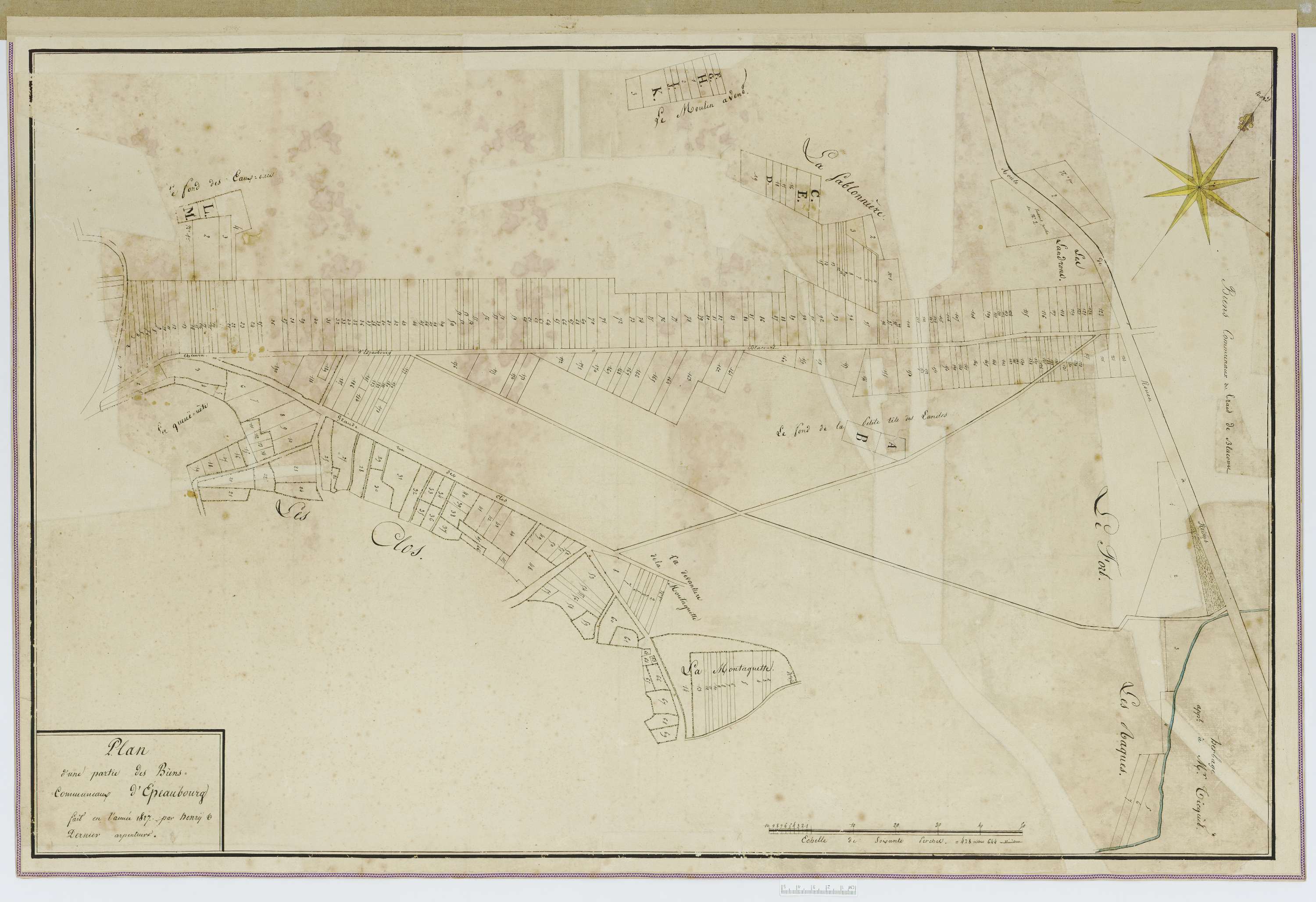 Espaubourg - Plan d'une partie des biens communaux figurant dans le cadastre napoléonien