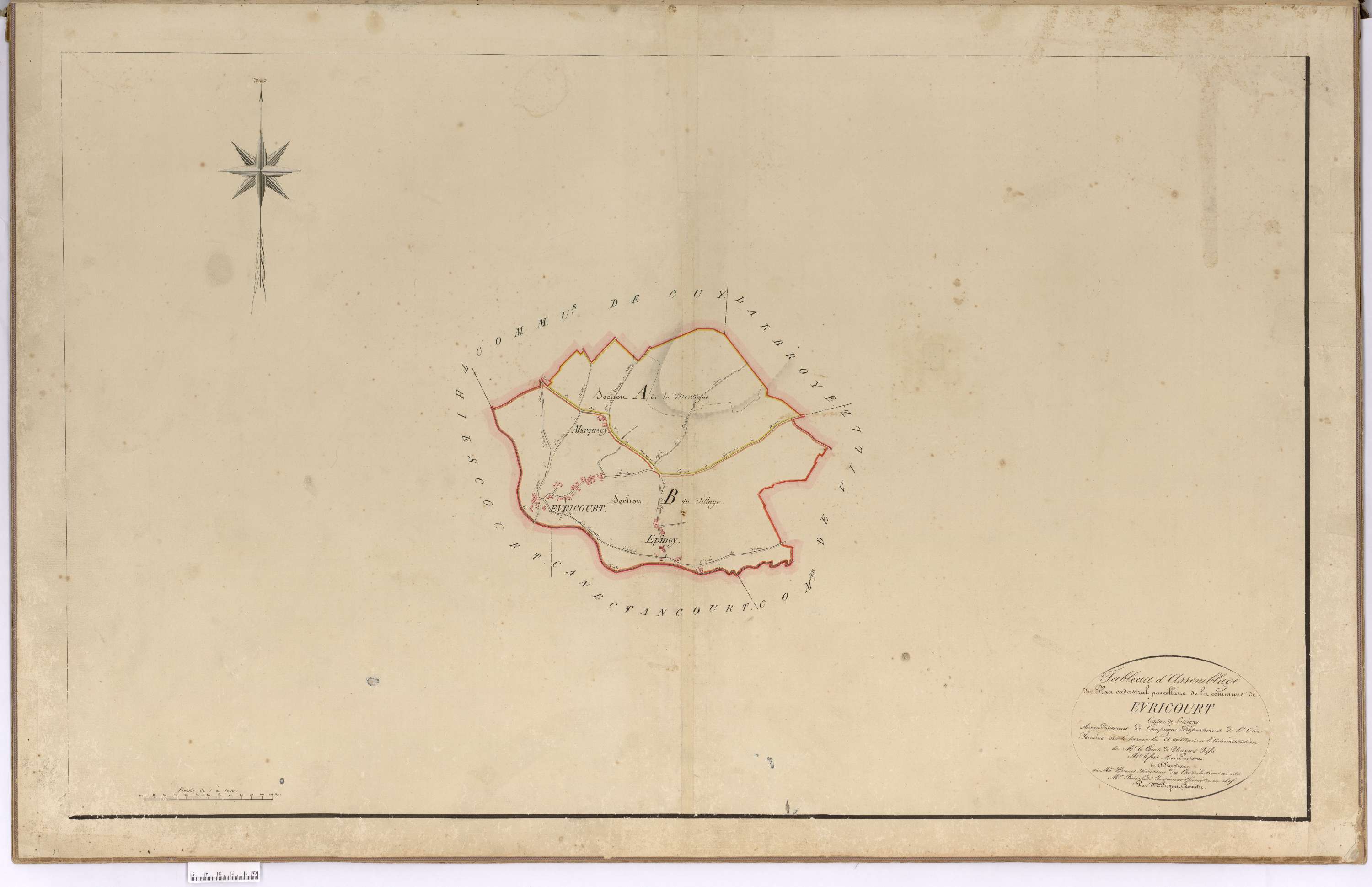 Évricourt - Cadastre napoléonien, tableau d'assemblage