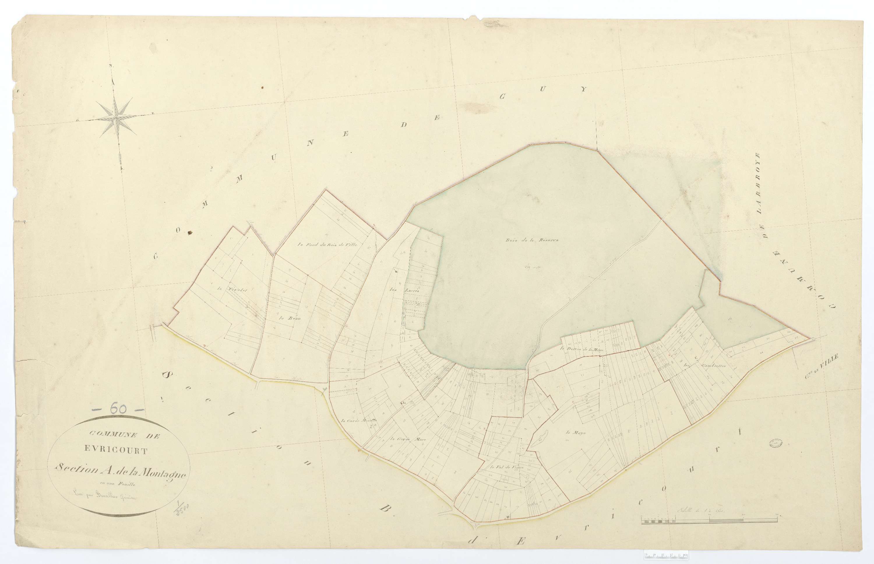 Évricourt - Cadastre napoléonien, section A, feuille unique