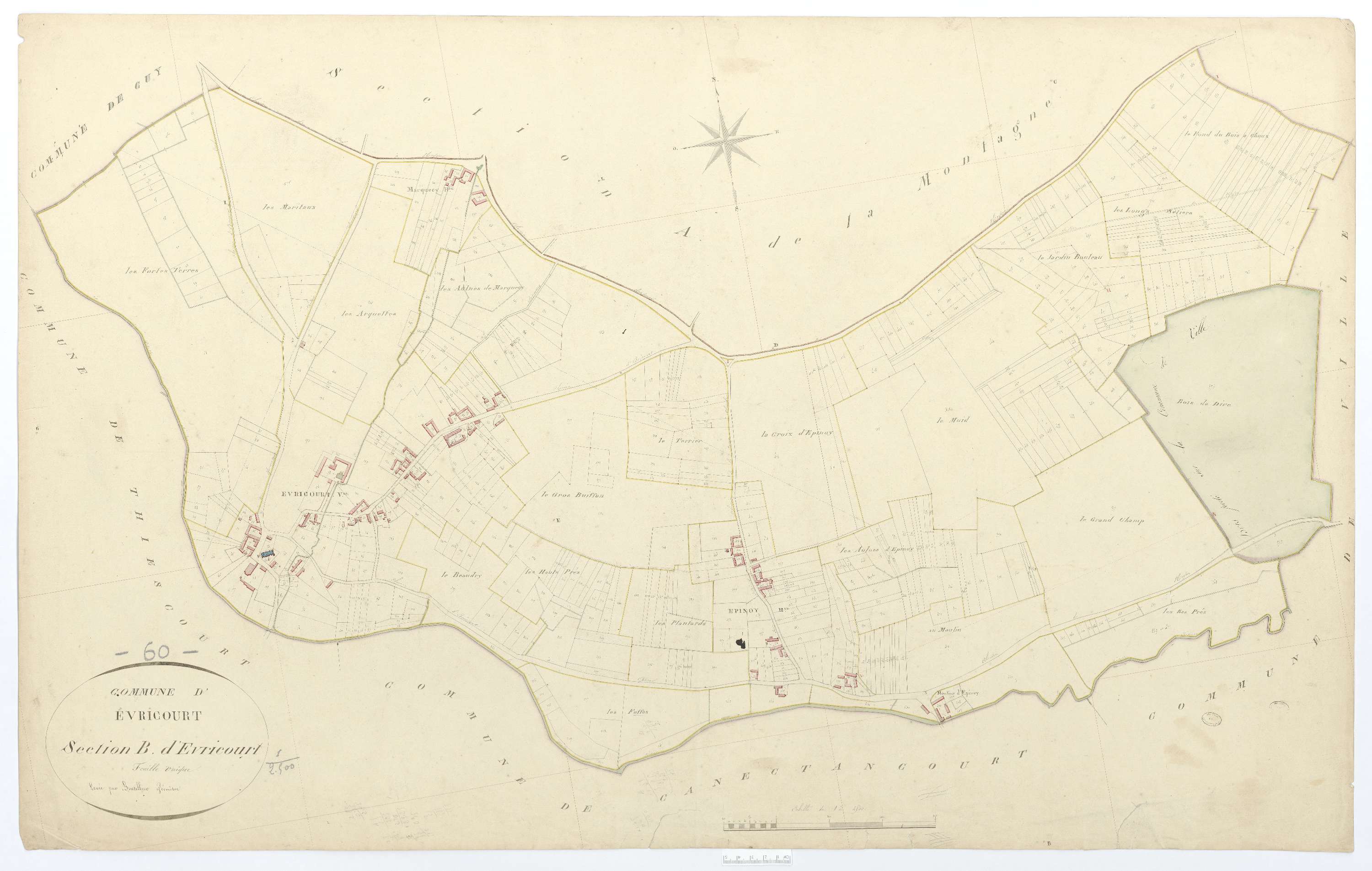 Évricourt - Cadastre napoléonien, section B, feuille unique