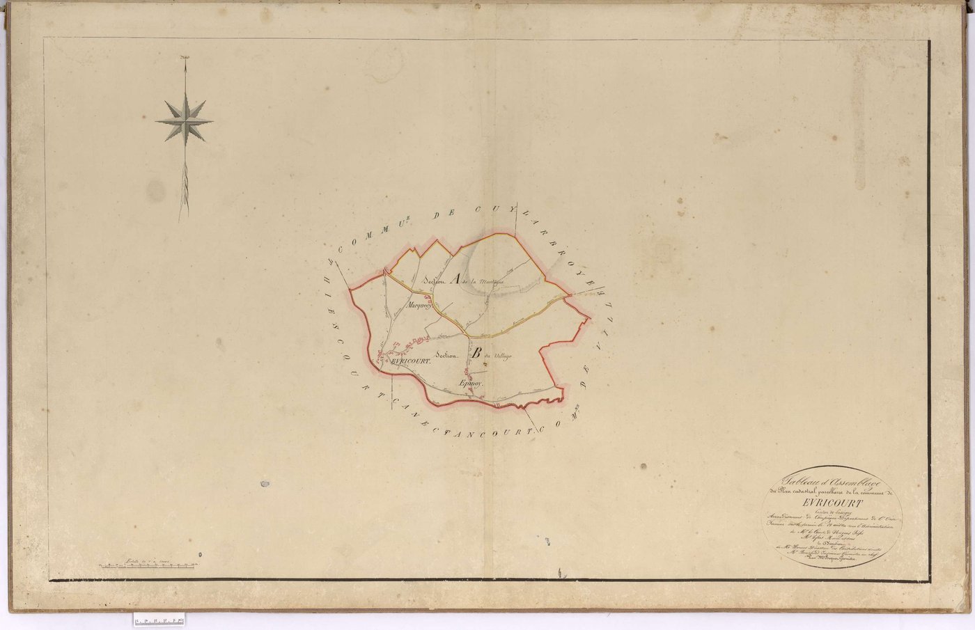 Évricourt - Cadastre napoléonien, tableau d'assemblage