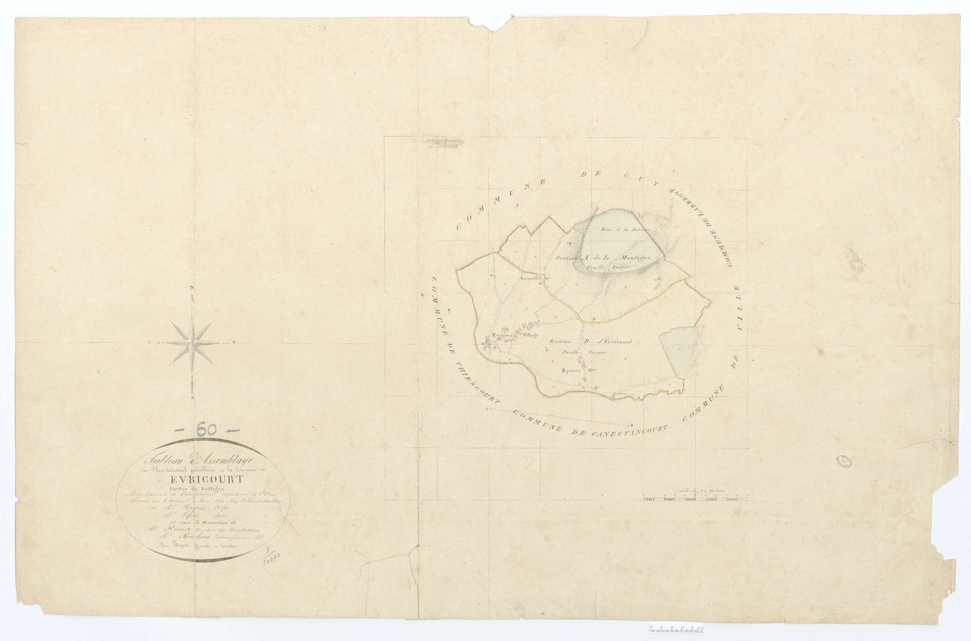 Évricourt - Cadastre napoléonien, tableau d'assemblage