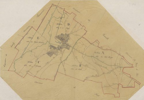 Fay-les-Étangs - Cadastre napoléonien, copie calque du tableau d'assemblage