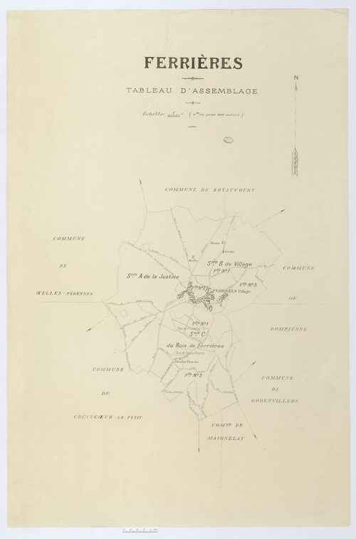 Ferrières - Cadastre napoléonien (copie), tableau d'assemblage