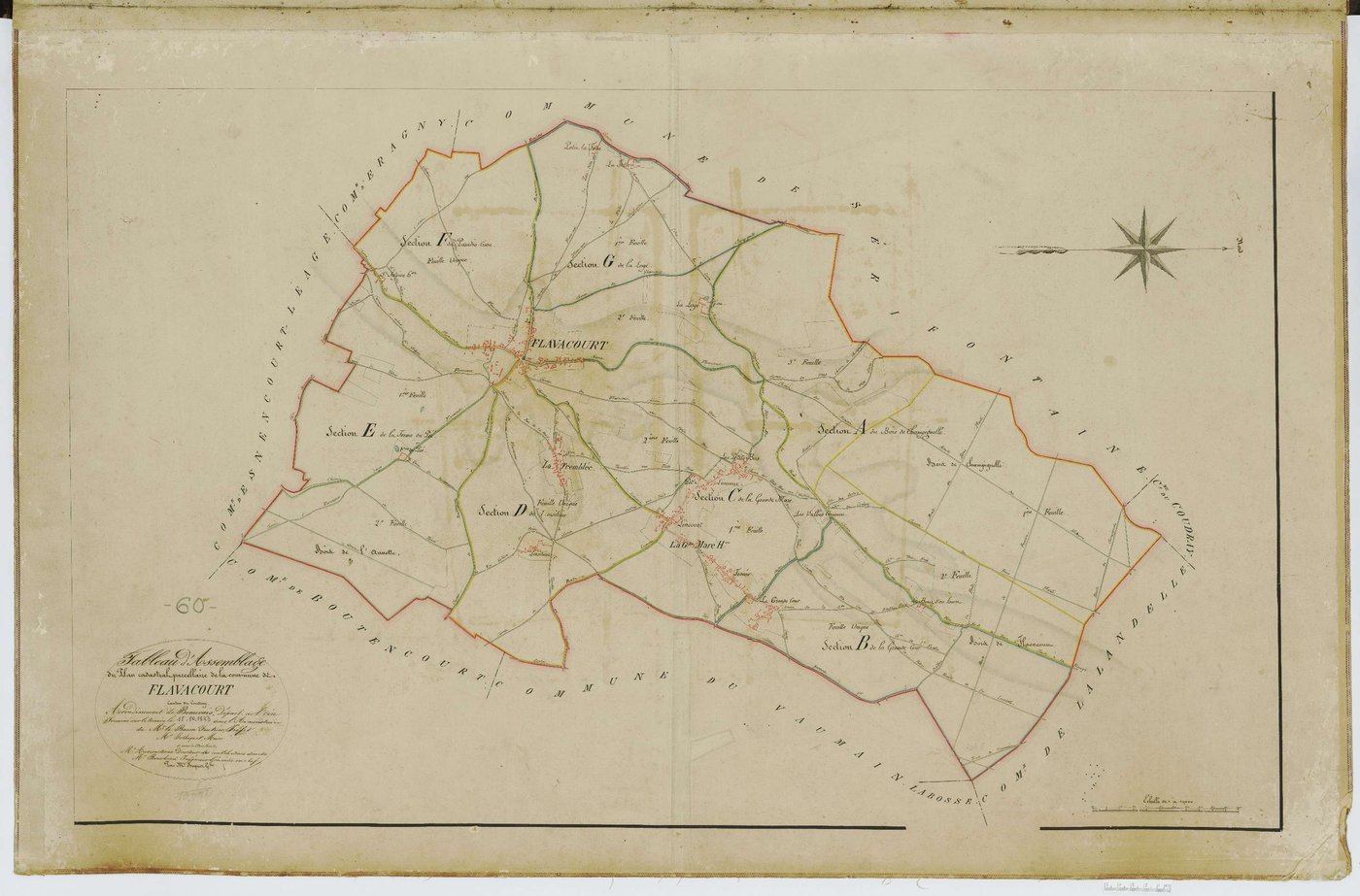 Flavacourt - Cadastre napoléonien, tableau d'assemblage