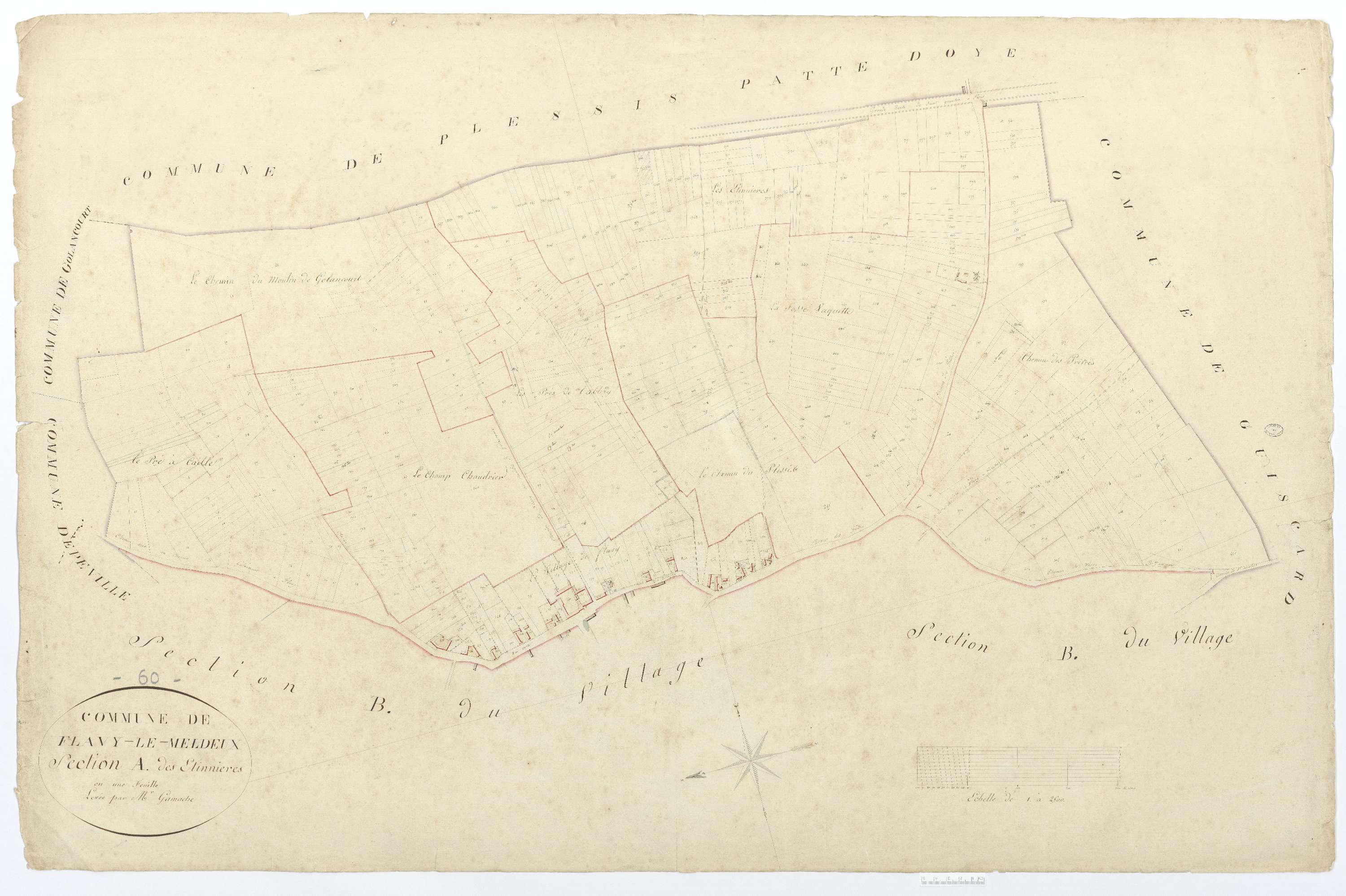 Flavy-le-Meldeux - Cadastre napoléonien, section A, feuille unique