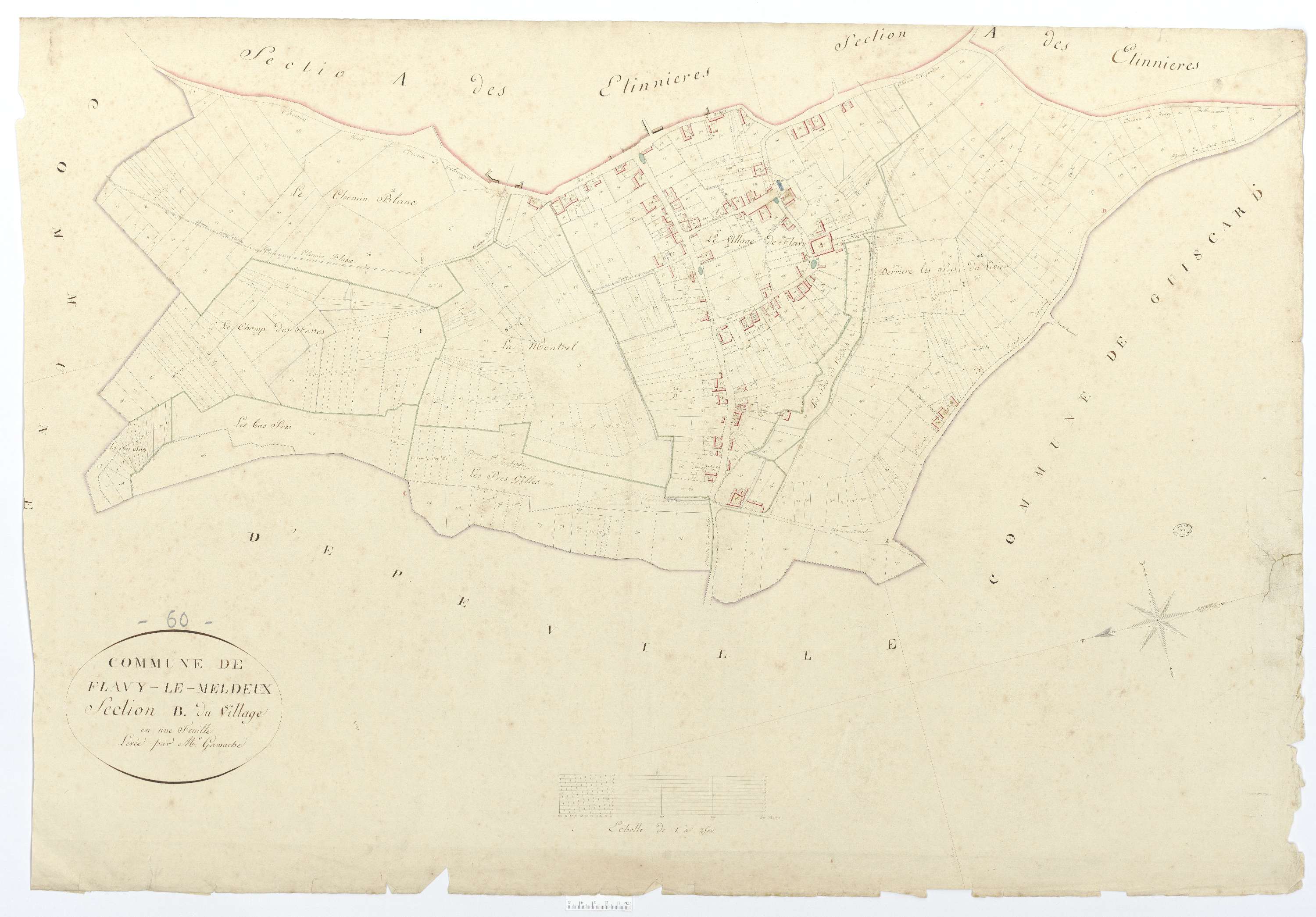 Flavy-le-Meldeux - Cadastre napoléonien, section B, feuille unique