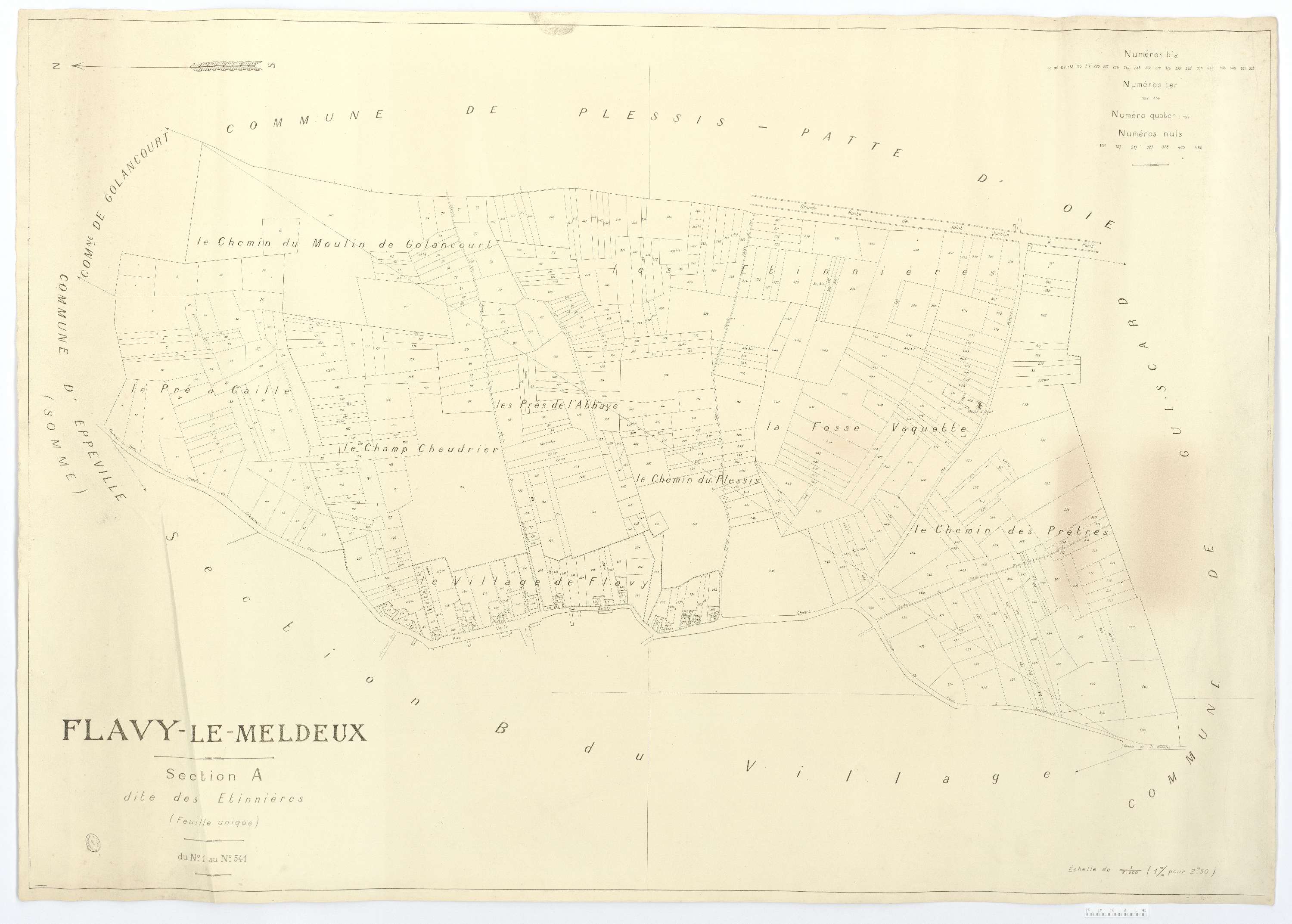 Flavy-le-Meldeux - Cadastre napoléonien (copie), section A, feuille unique