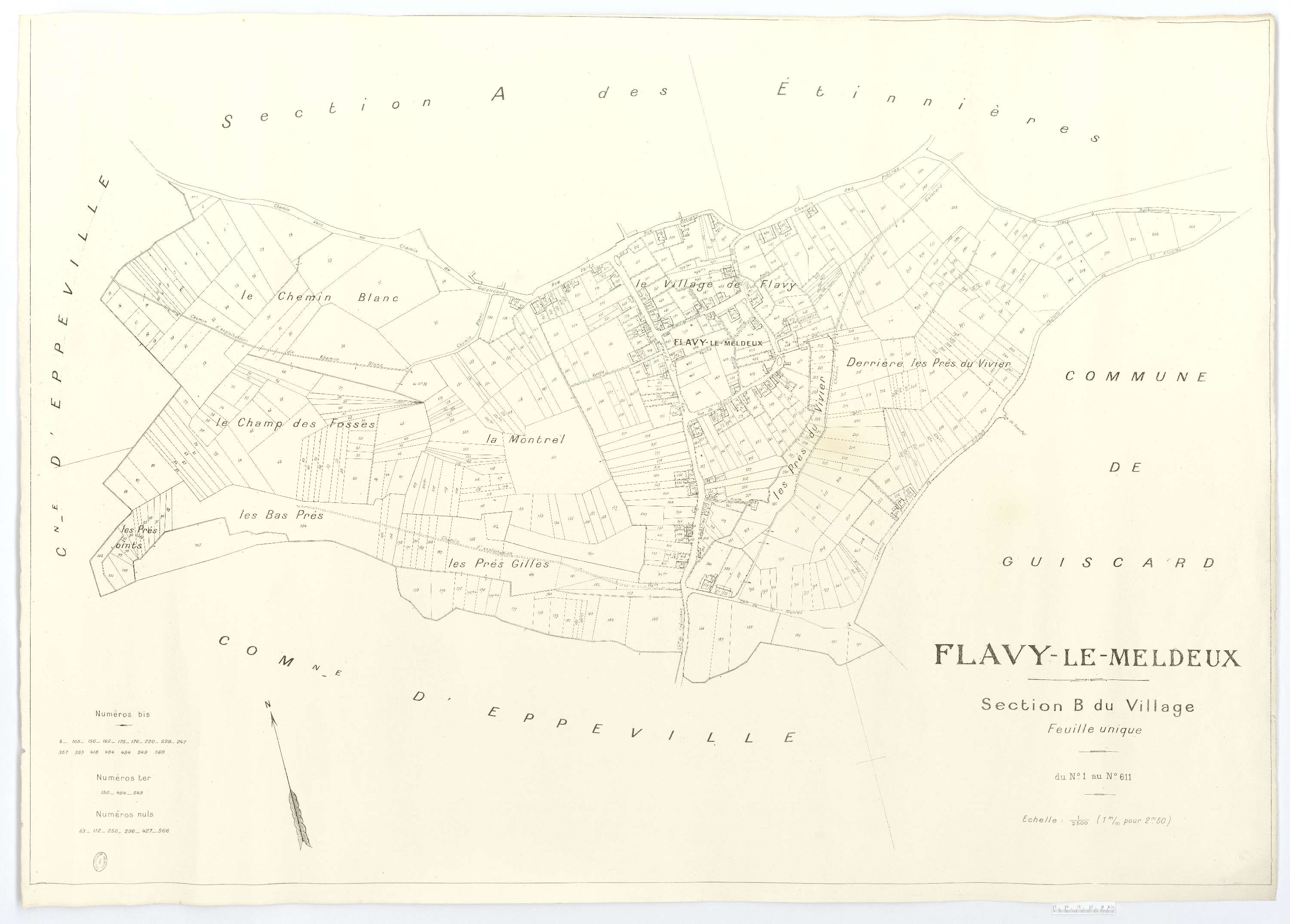 Flavy-le-Meldeux - Cadastre napoléonien (copie), section B, feuille unique