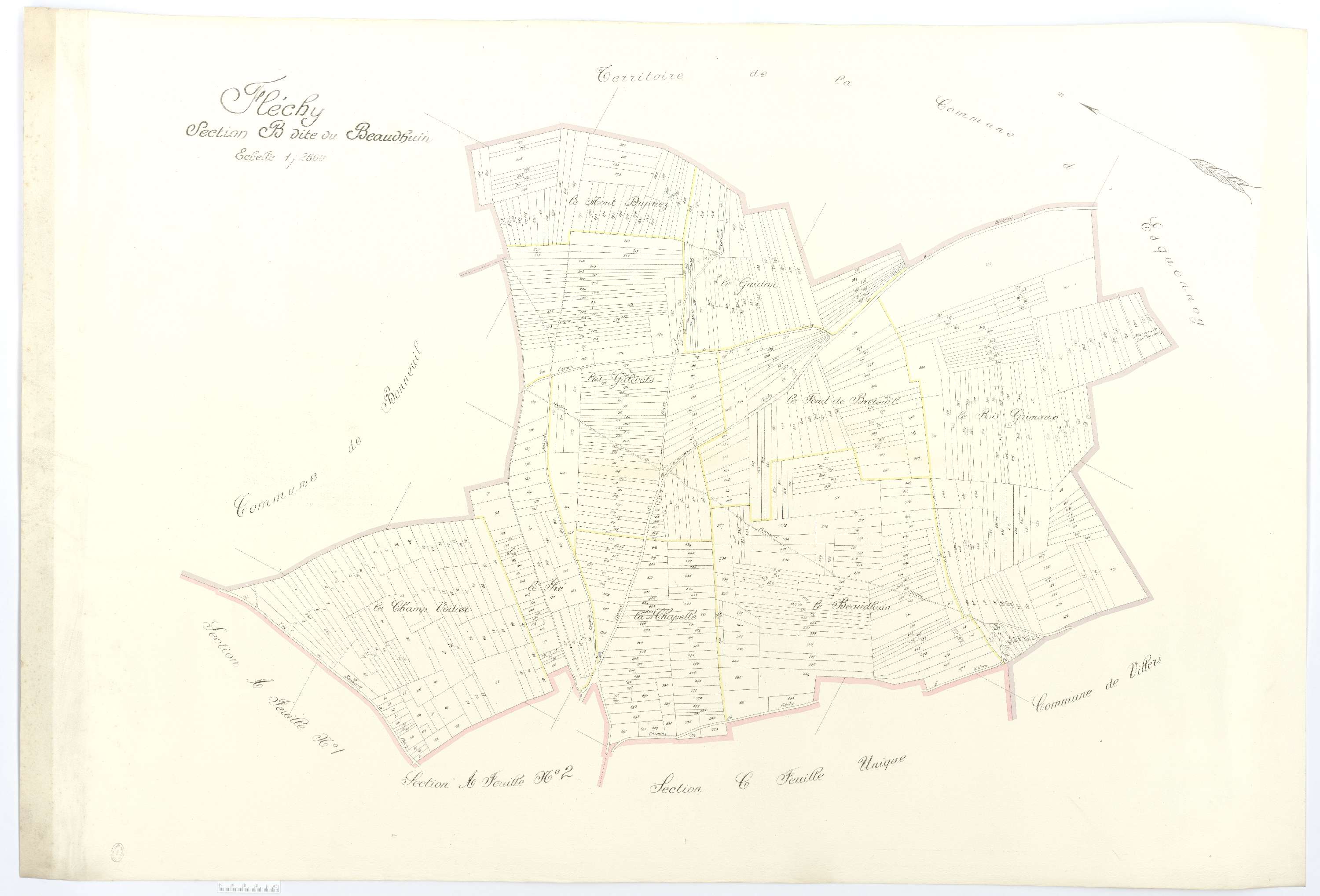 Fléchy - Cadastre napoléonien (copie), section B, feuille unique