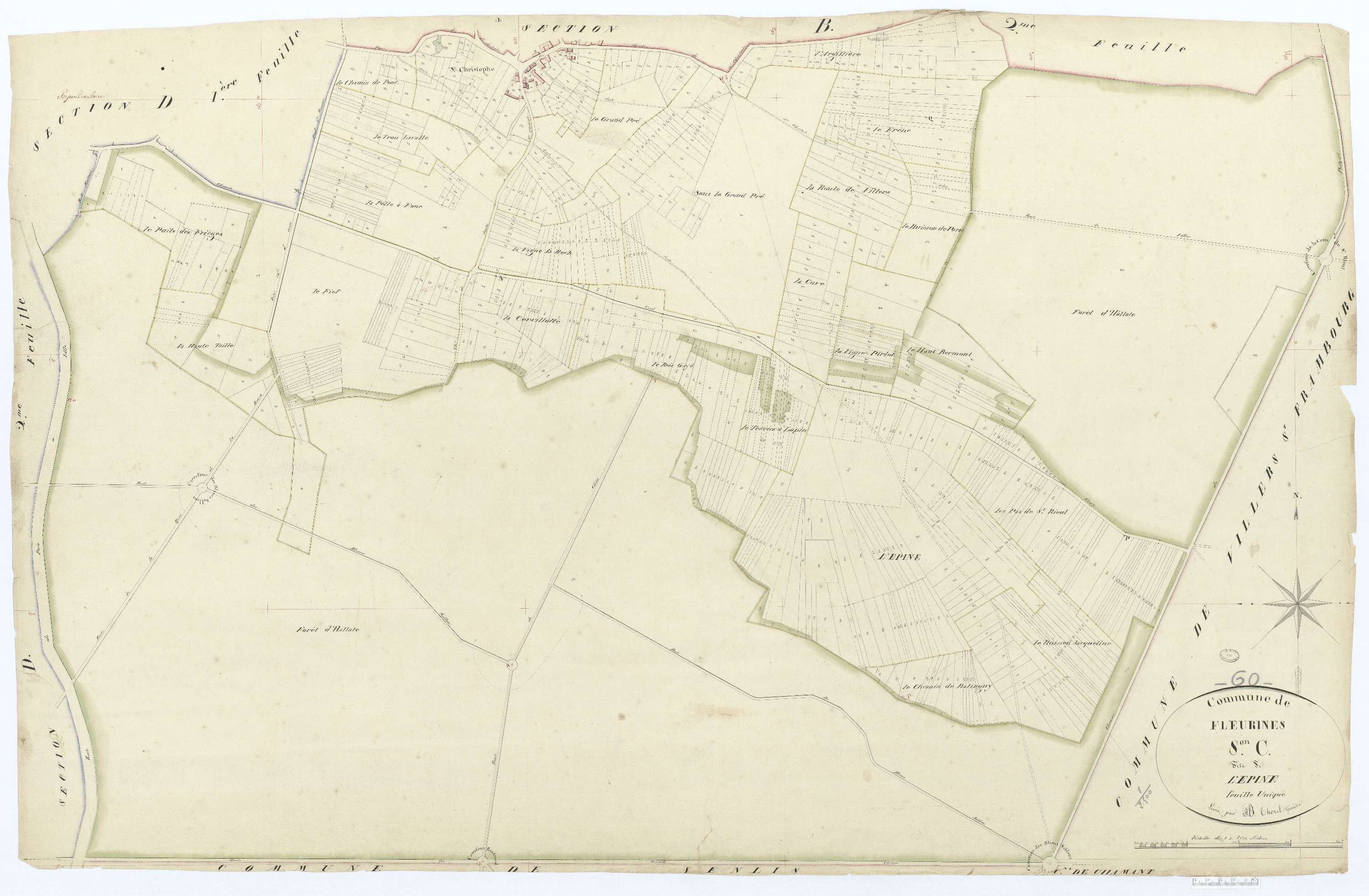 Fleurines - Cadastre napoléonien, section C, feuille unique