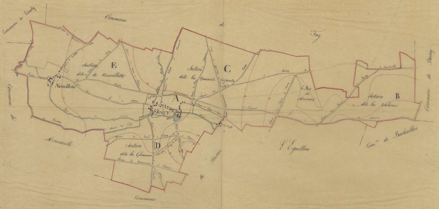 Fleury - Cadastre napoléonien, copie calque du tableau d'assemblage