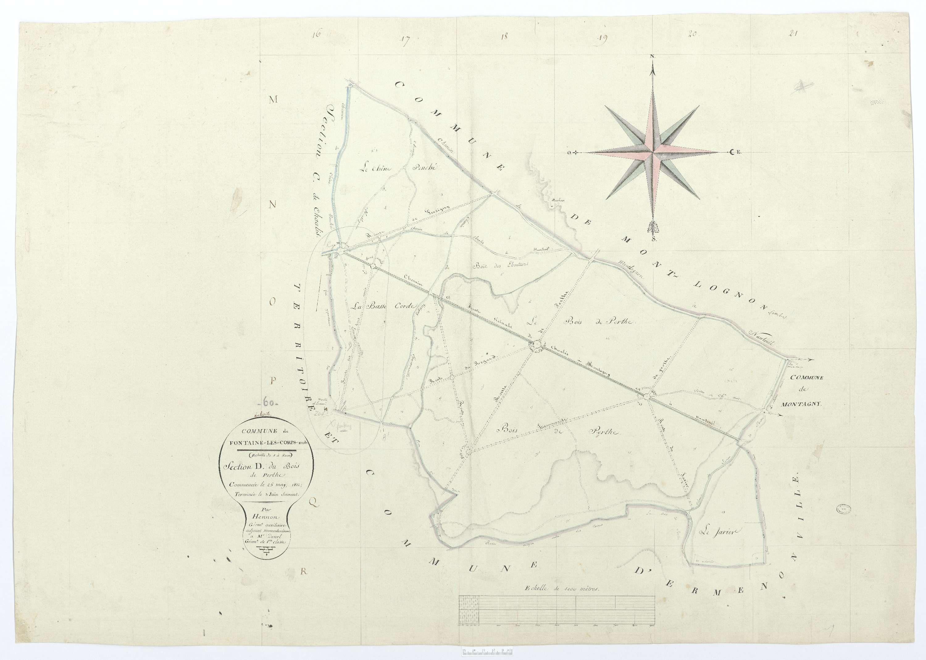 Fontaine-Chaalis - Cadastre napoléonien, section D, feuille unique