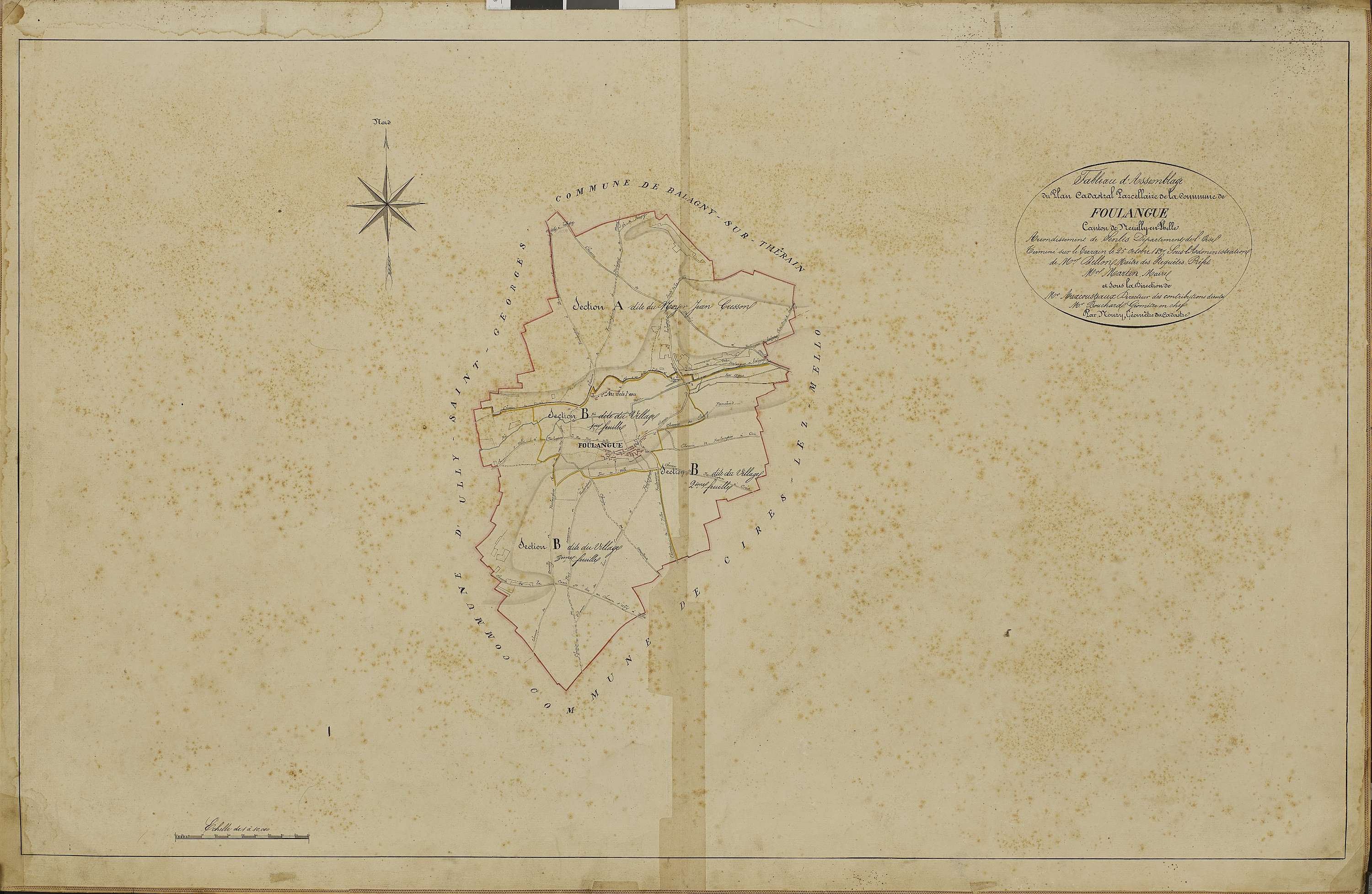 Foulangues - Cadastre napoléonien, tableau d'assemblage