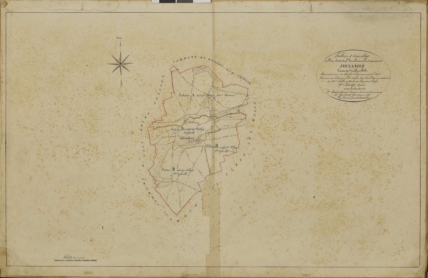 Foulangues - Cadastre napoléonien, tableau d'assemblage