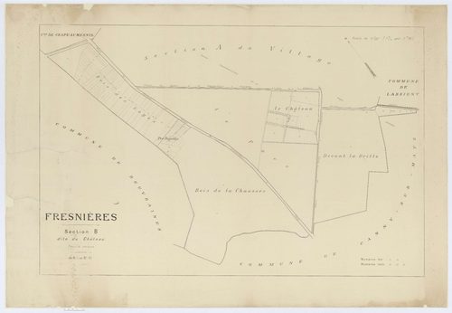 Fresnières - Cadastre napoléonien (copie), section B, feuille unique