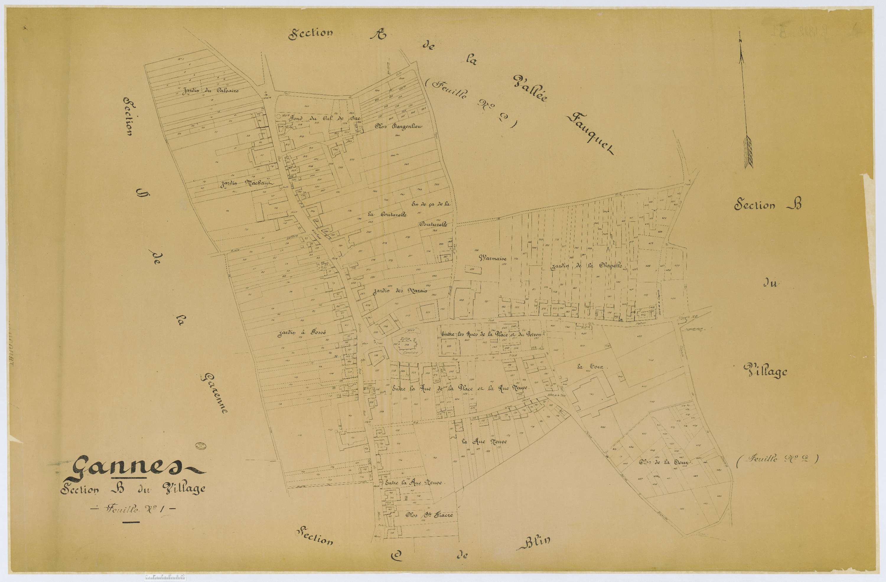 Gannes - Cadastre napoléonien (copie), section B1, copie calque